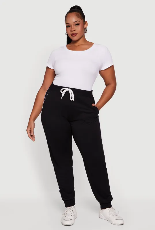 Plus Size High Waisted French Terry Lined Joggers sold by Rainbow