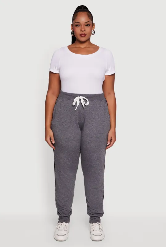 Plus Size High Waisted French Terry Lined Joggers sold by Rainbow