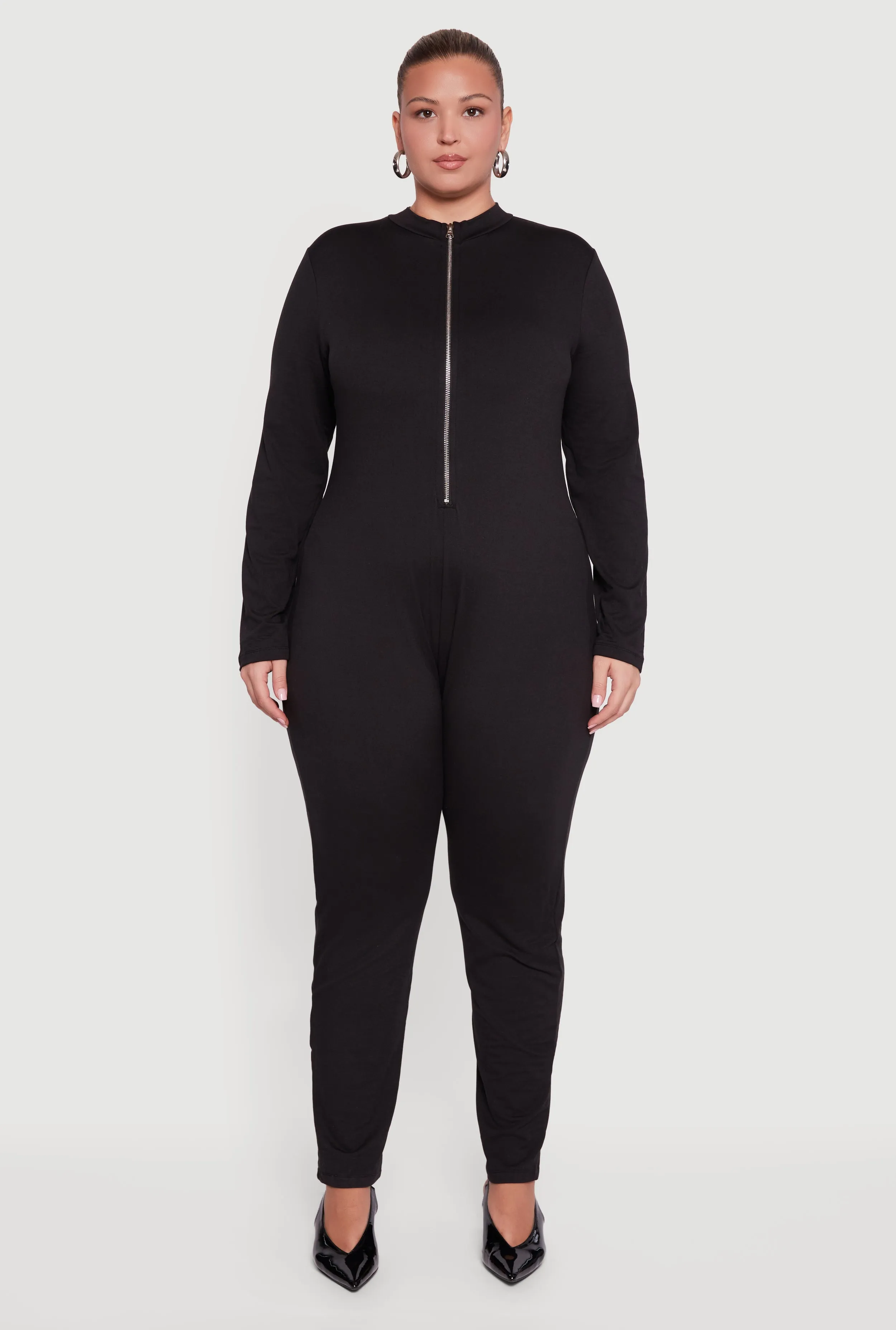 Plus Size Long Sleeve Half Zip Front Catsuit sold by Rainbow product image thumbnail 2