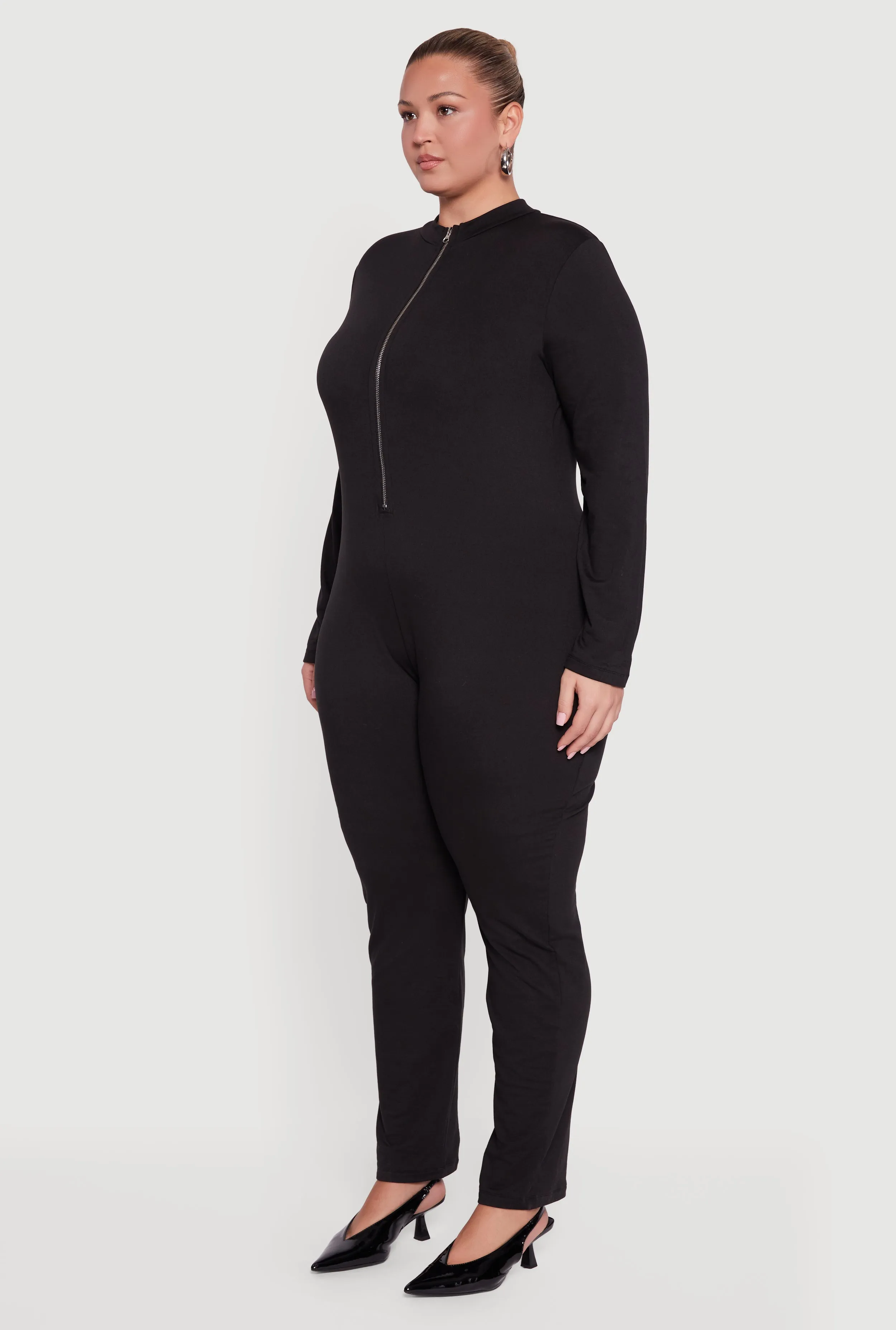 Plus Size Long Sleeve Half Zip Front Catsuit sold by Rainbow product image thumbnail 3