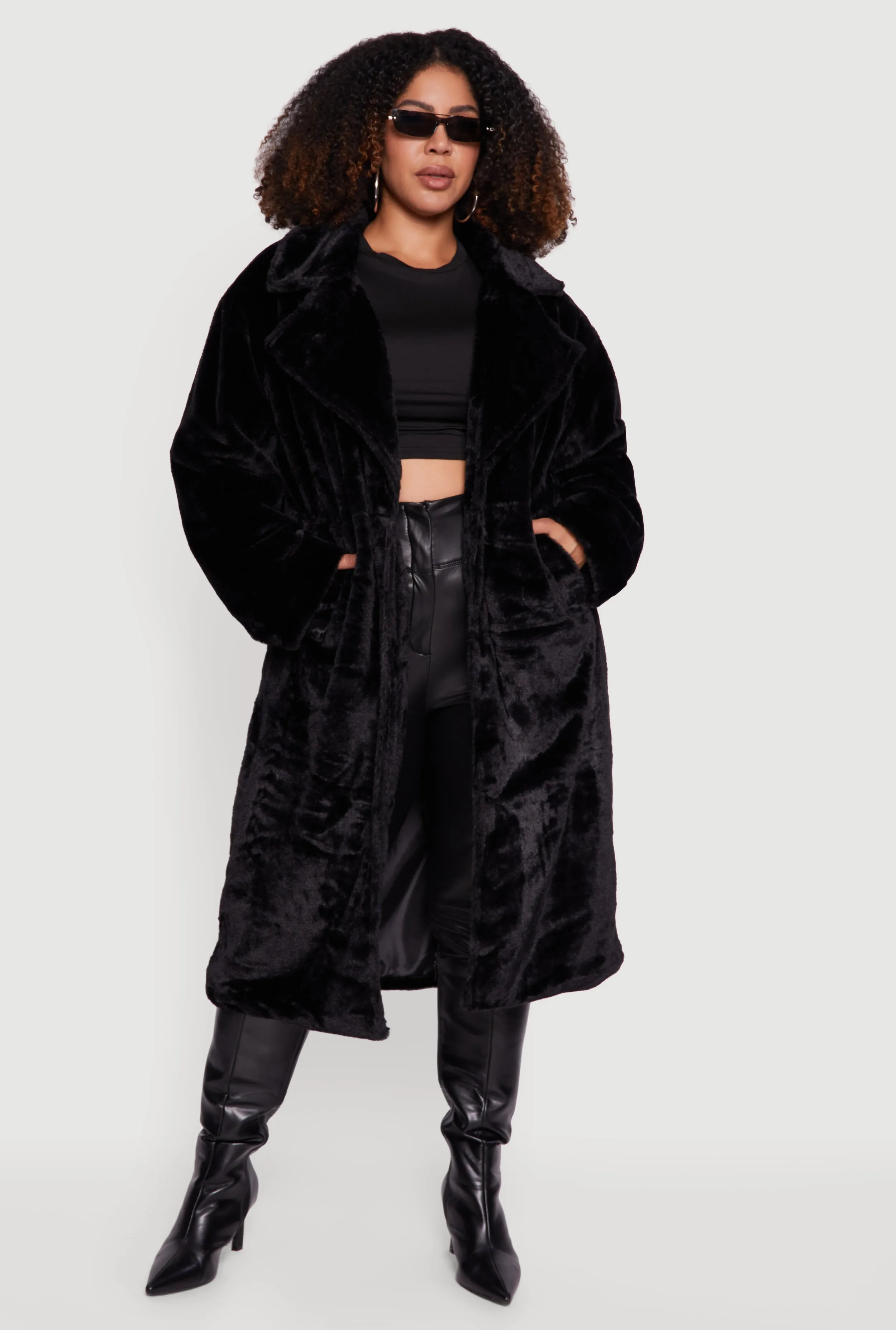 Plus Size Solid Faux Fur Coat sold by Rainbow