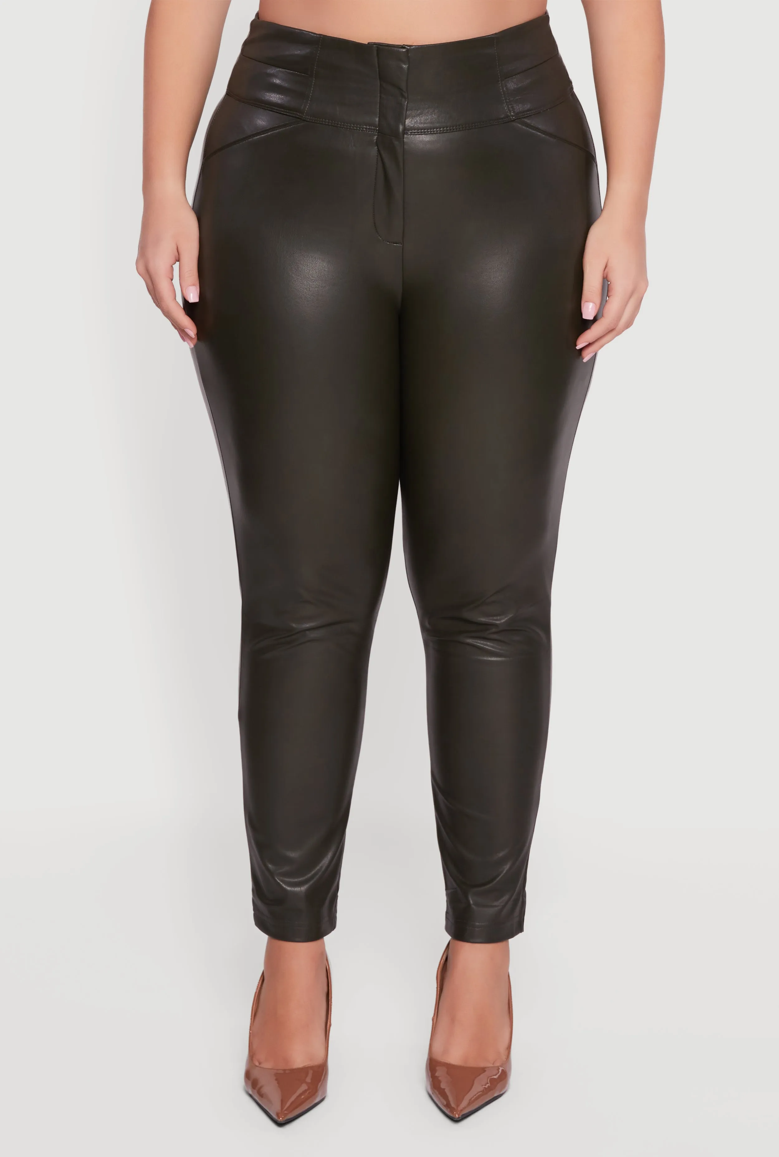 Plus Size Fleece Lined Faux Leather Dress Pants sold by Rainbow product image thumbnail 5