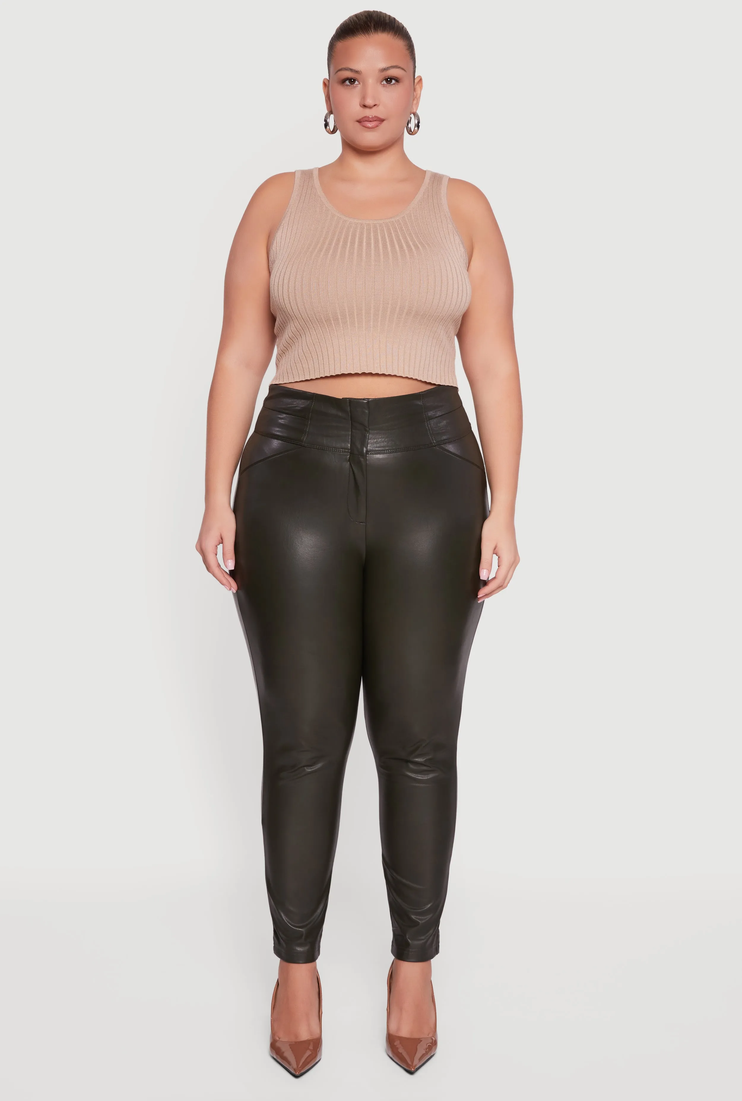 Plus Size Fleece Lined Faux Leather Dress Pants sold by Rainbow product image thumbnail 2