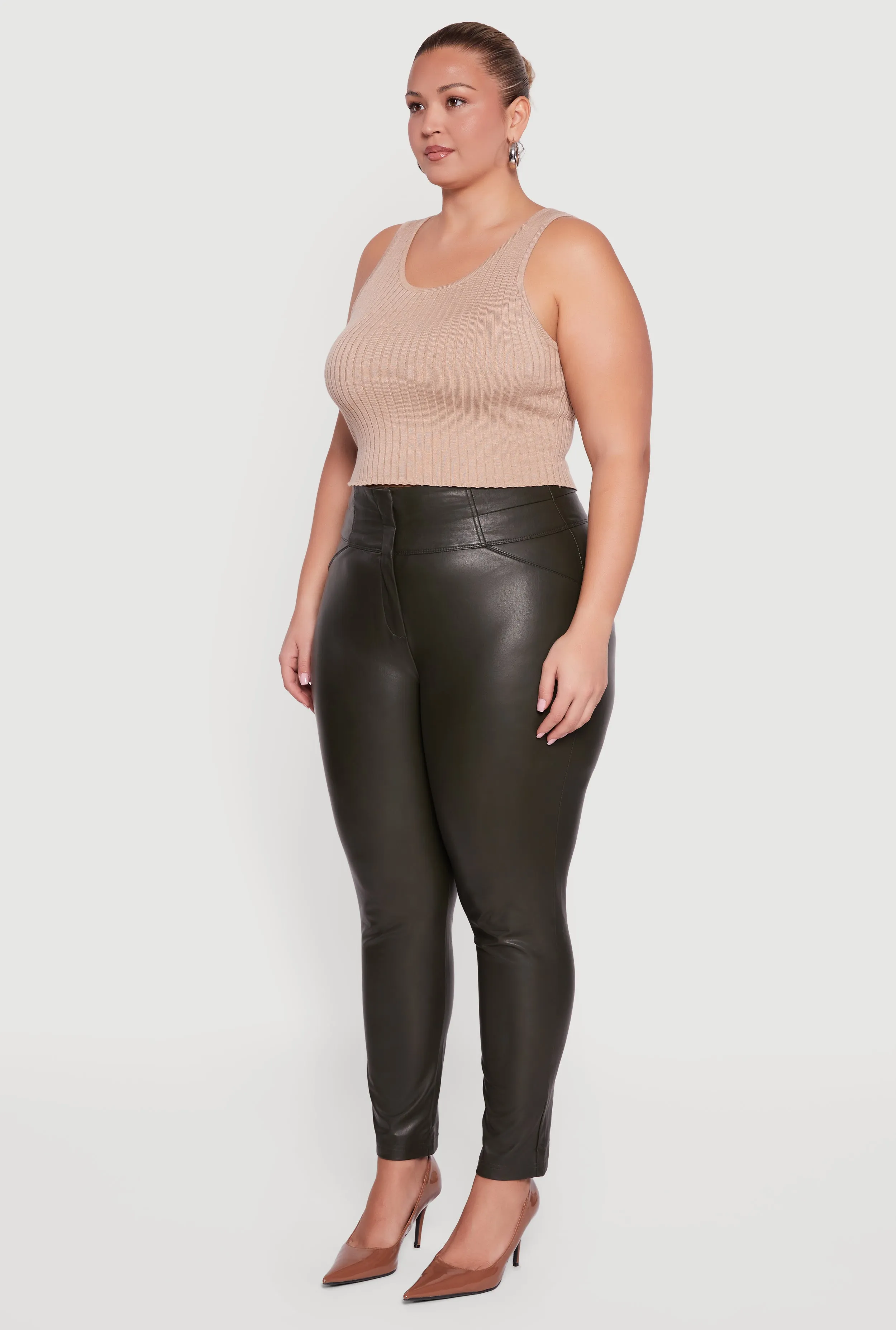 Plus Size Fleece Lined Faux Leather Dress Pants sold by Rainbow product image thumbnail 3