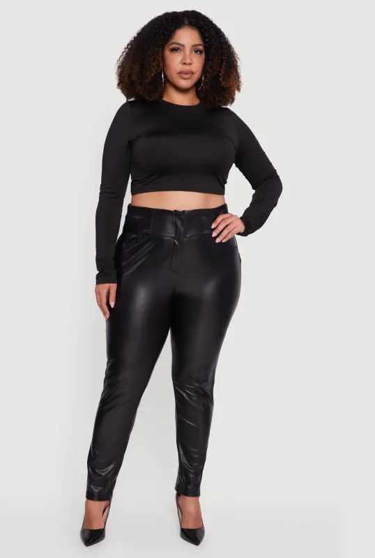 Plus Size Fleece Lined Faux Leather Dress Pants sold by Rainbow
