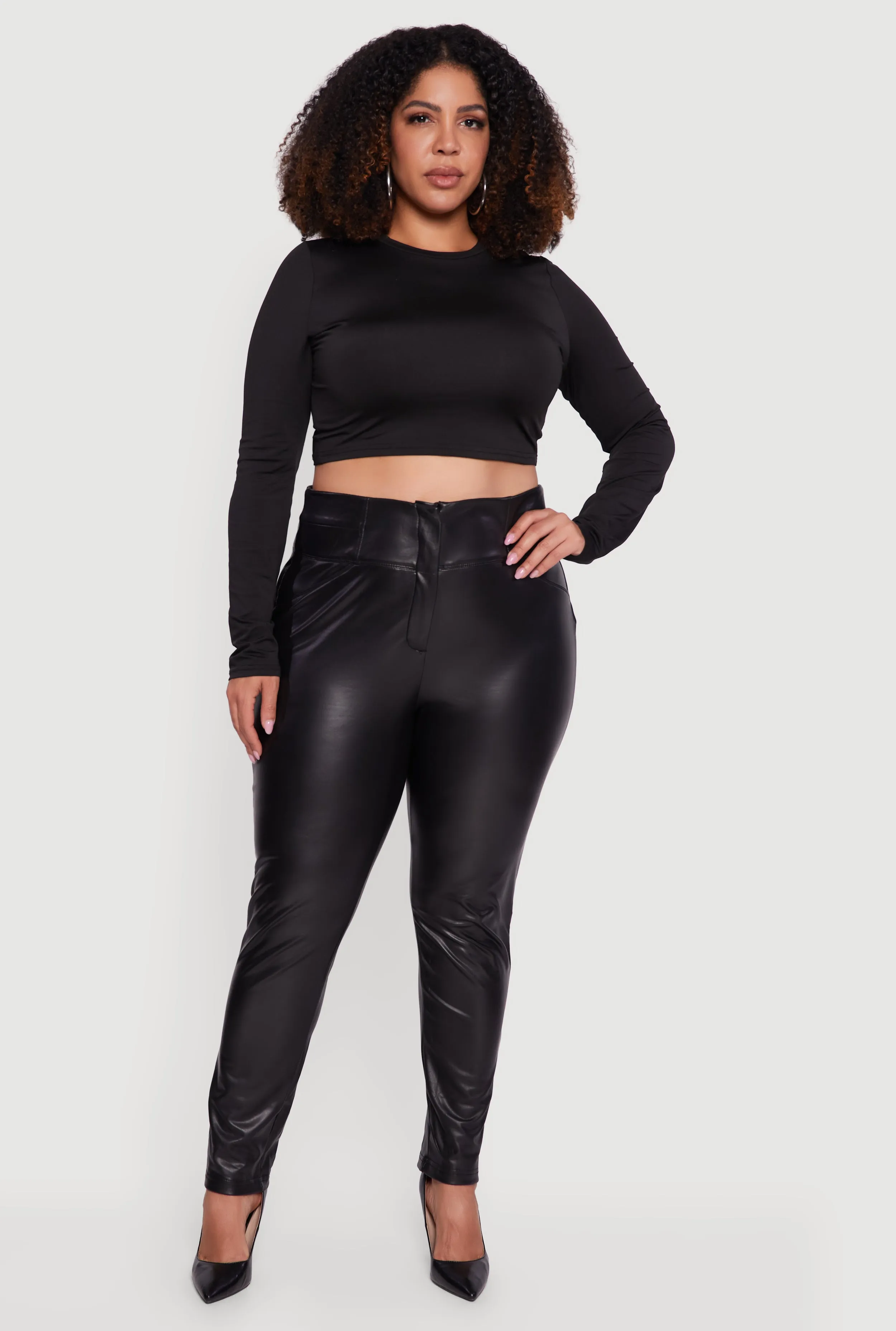 Plus Size Fleece Lined Faux Leather Dress Pants sold by Rainbow