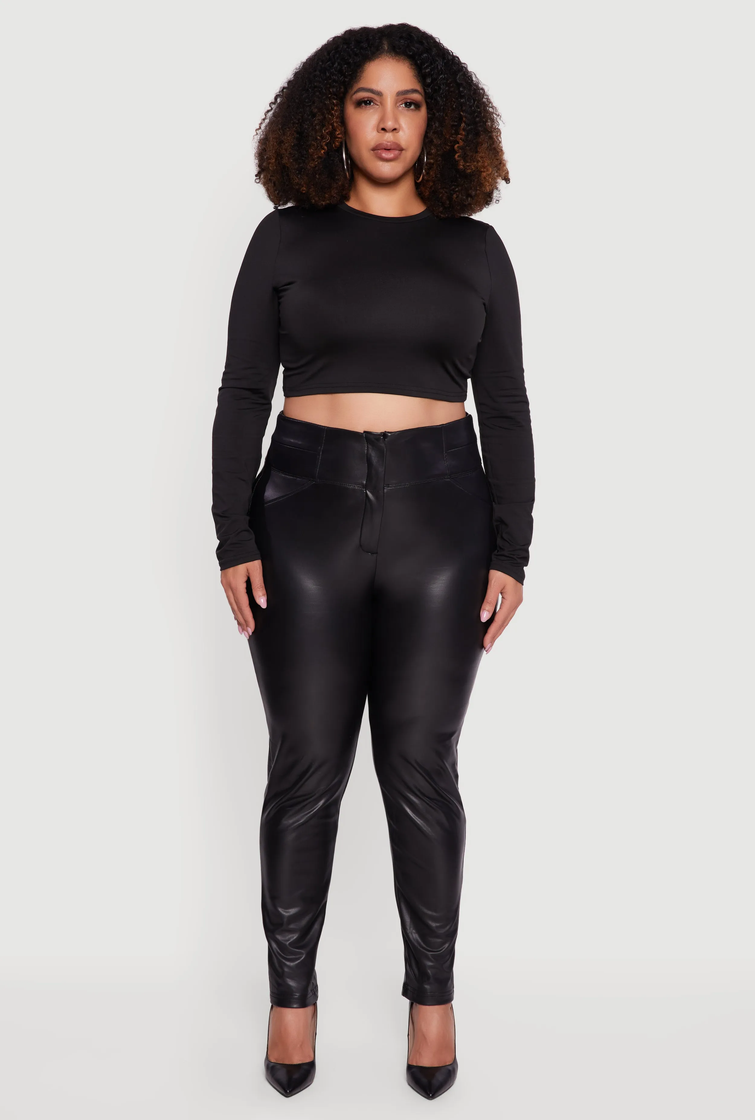 Plus Size Fleece Lined Faux Leather Dress Pants sold by Rainbow product image thumbnail 2