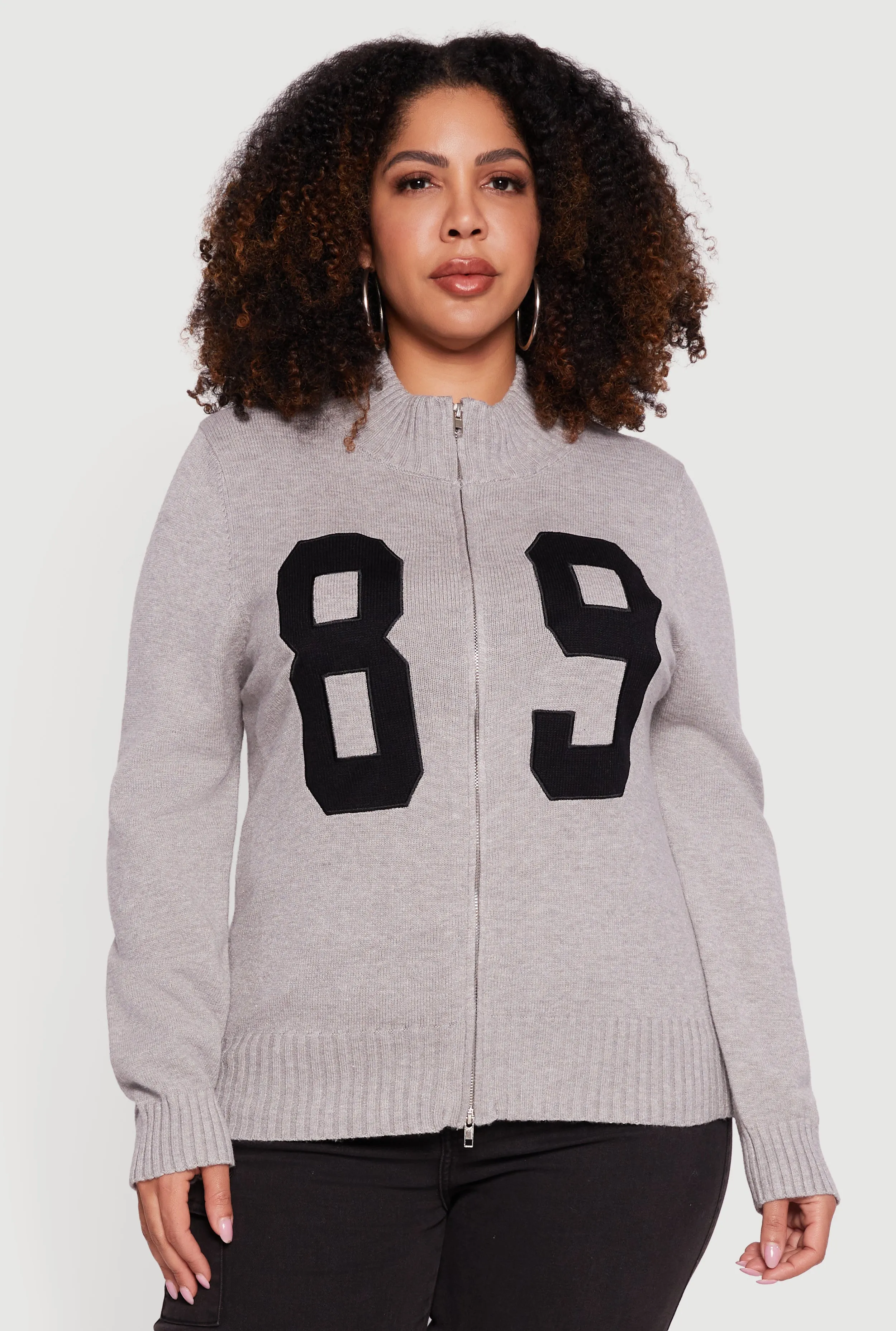 Plus Size 89 Zip Front Mock Neck Sweater sold by Rainbow product image thumbnail 2