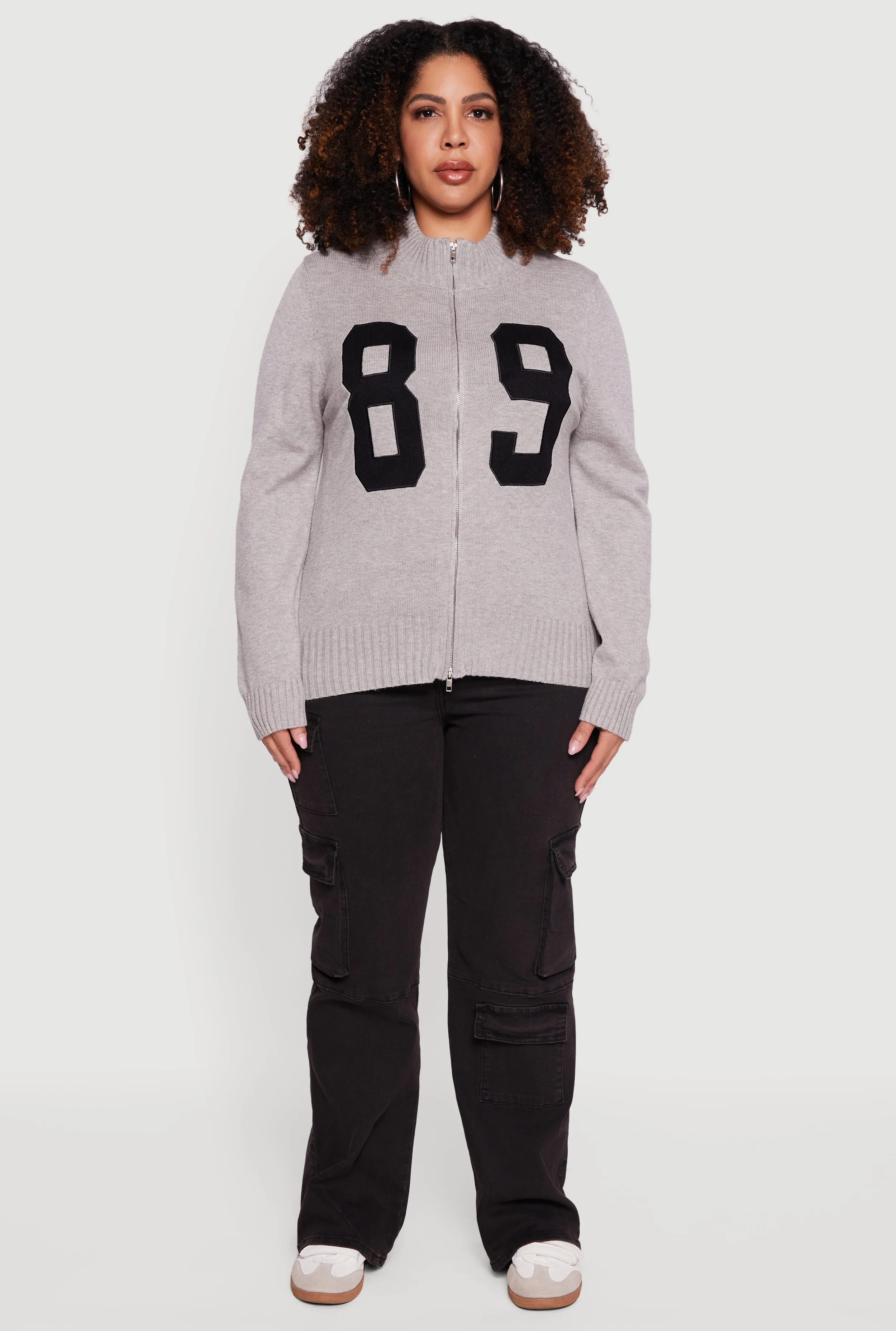 Plus Size 89 Zip Front Mock Neck Sweater sold by Rainbow product image thumbnail 3