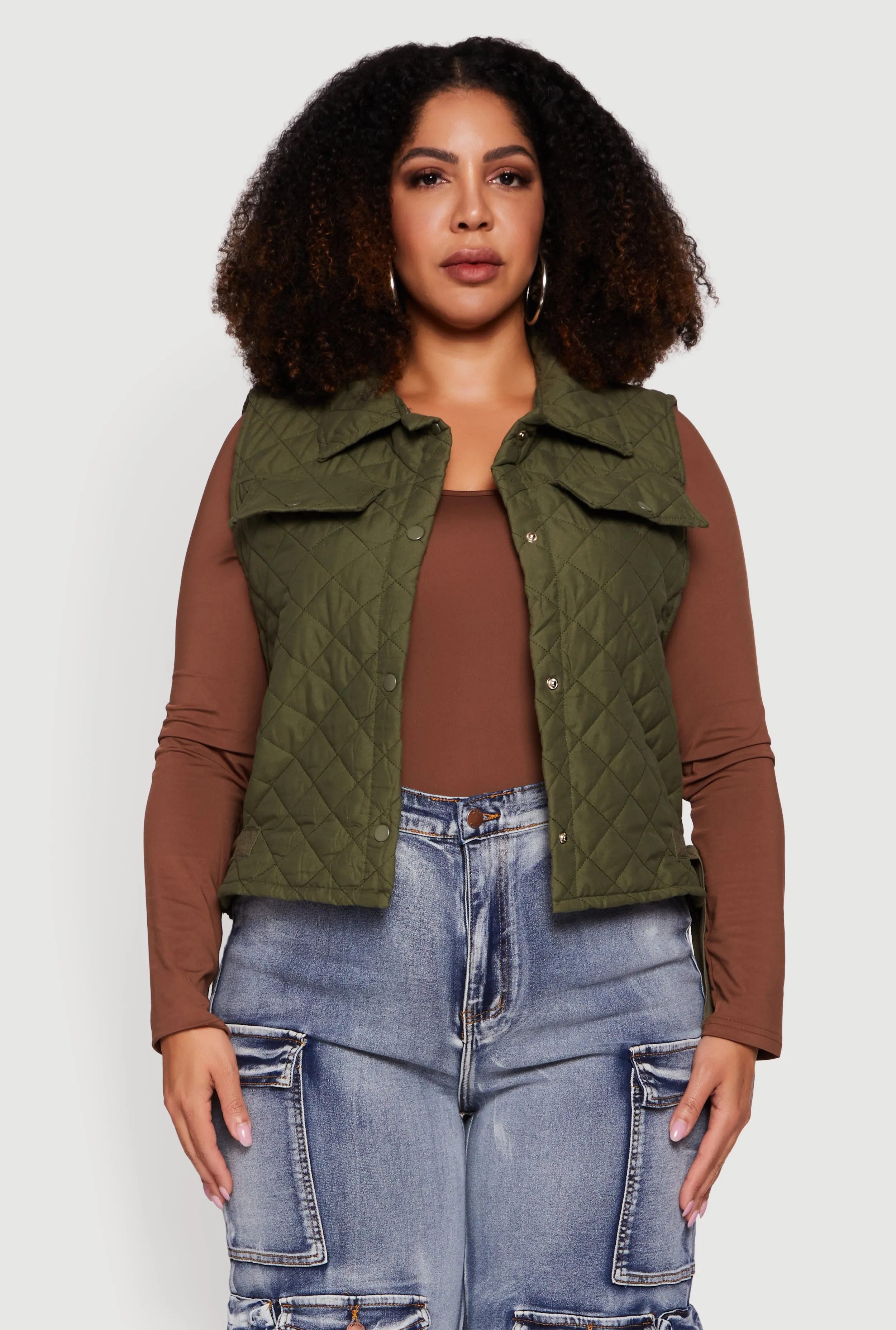 Plus Size Quilted Snap Button Front Vest sold by Rainbow product image thumbnail 2