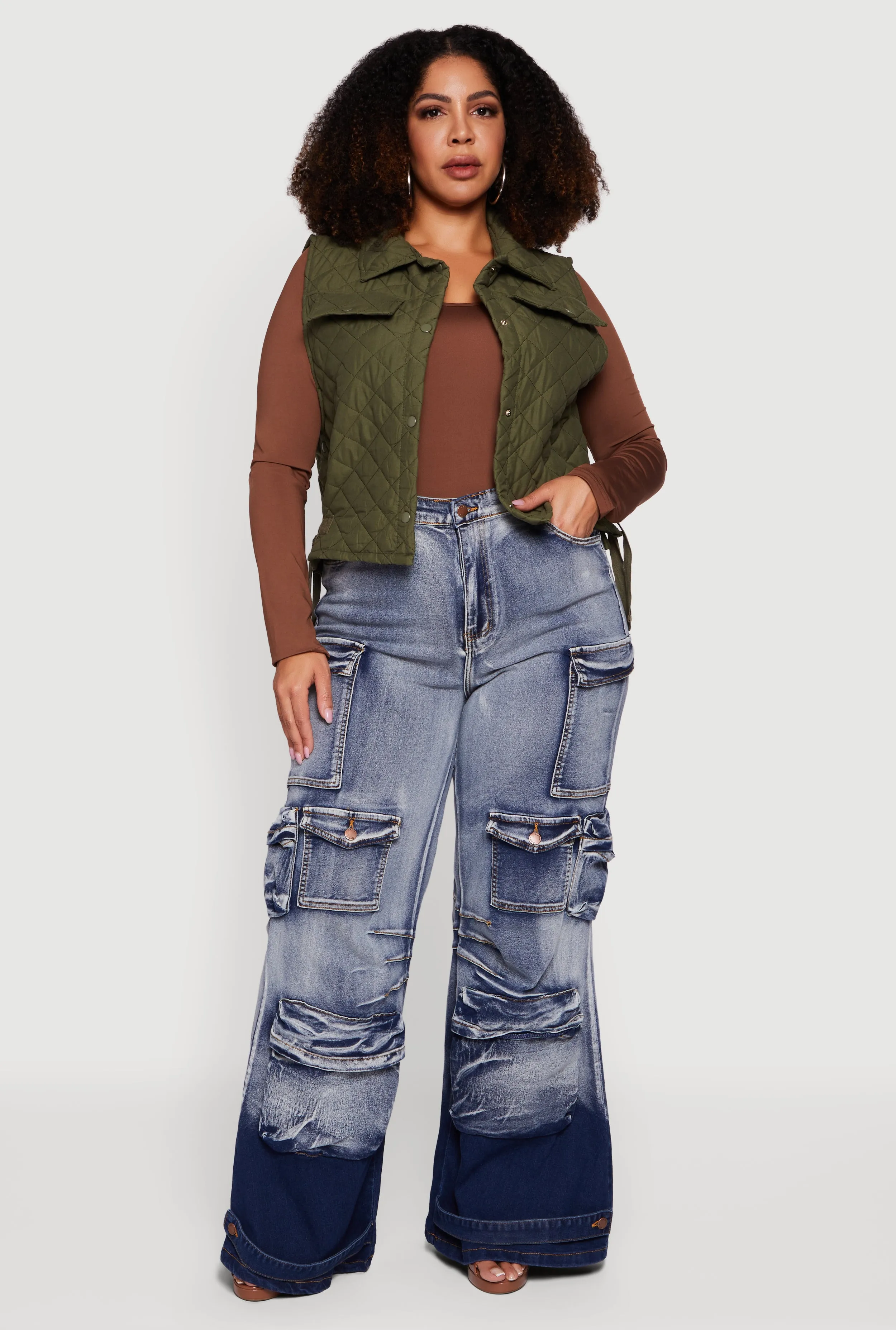 Plus Size Quilted Snap Button Front Vest sold by Rainbow product image thumbnail 3