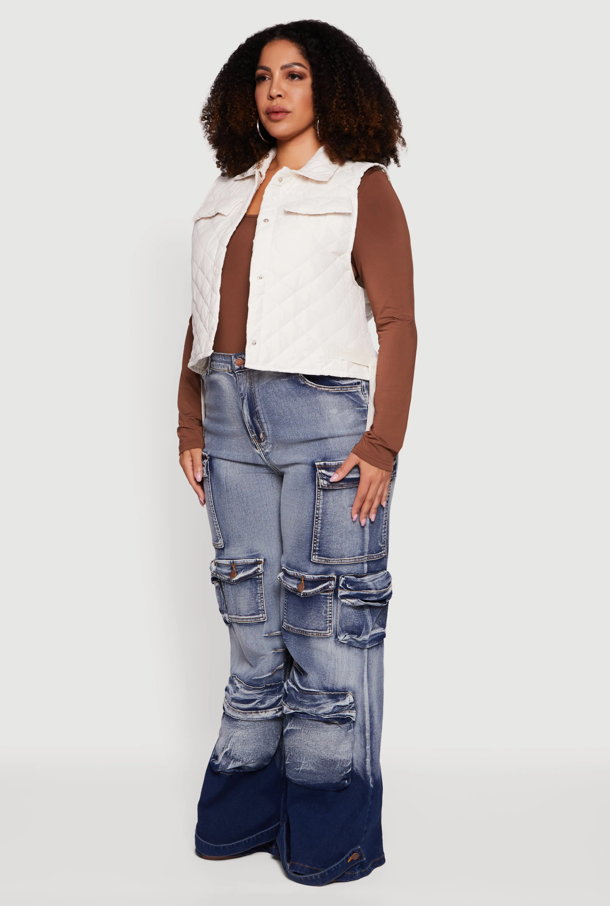 Plus Size Quilted Snap Button Front Vest sold by Rainbow product image thumbnail 5