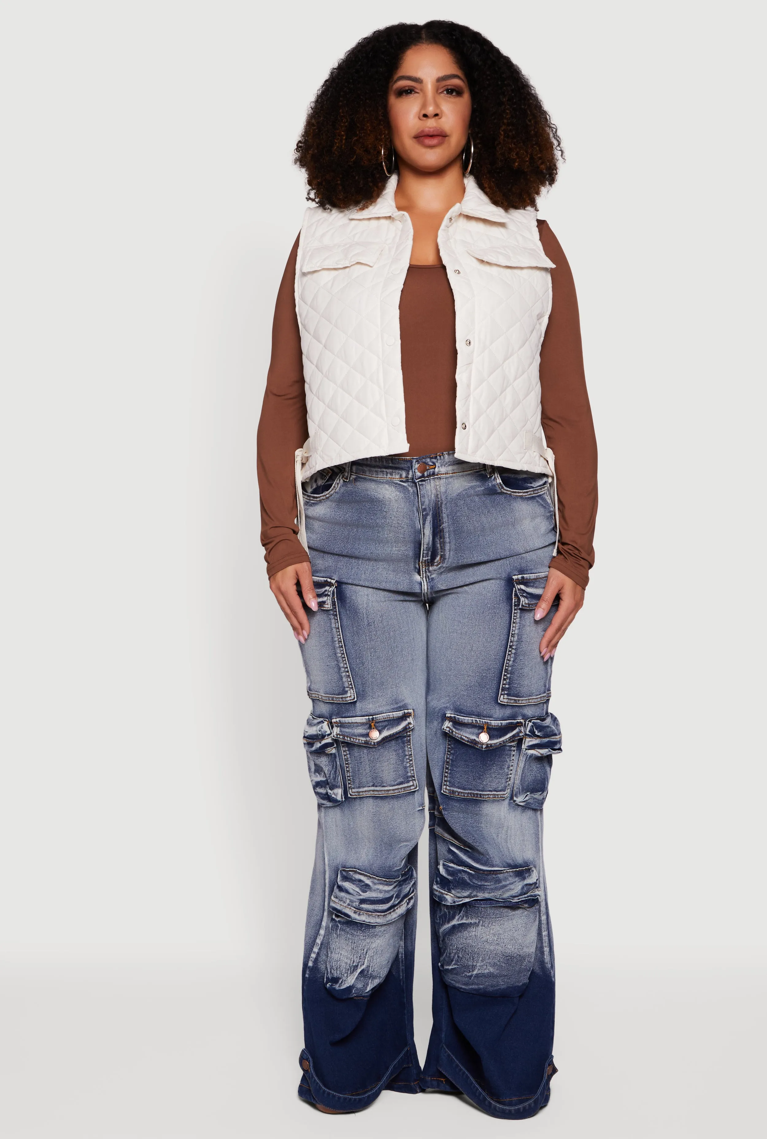 Plus Size Quilted Snap Button Front Vest sold by Rainbow product image thumbnail 3