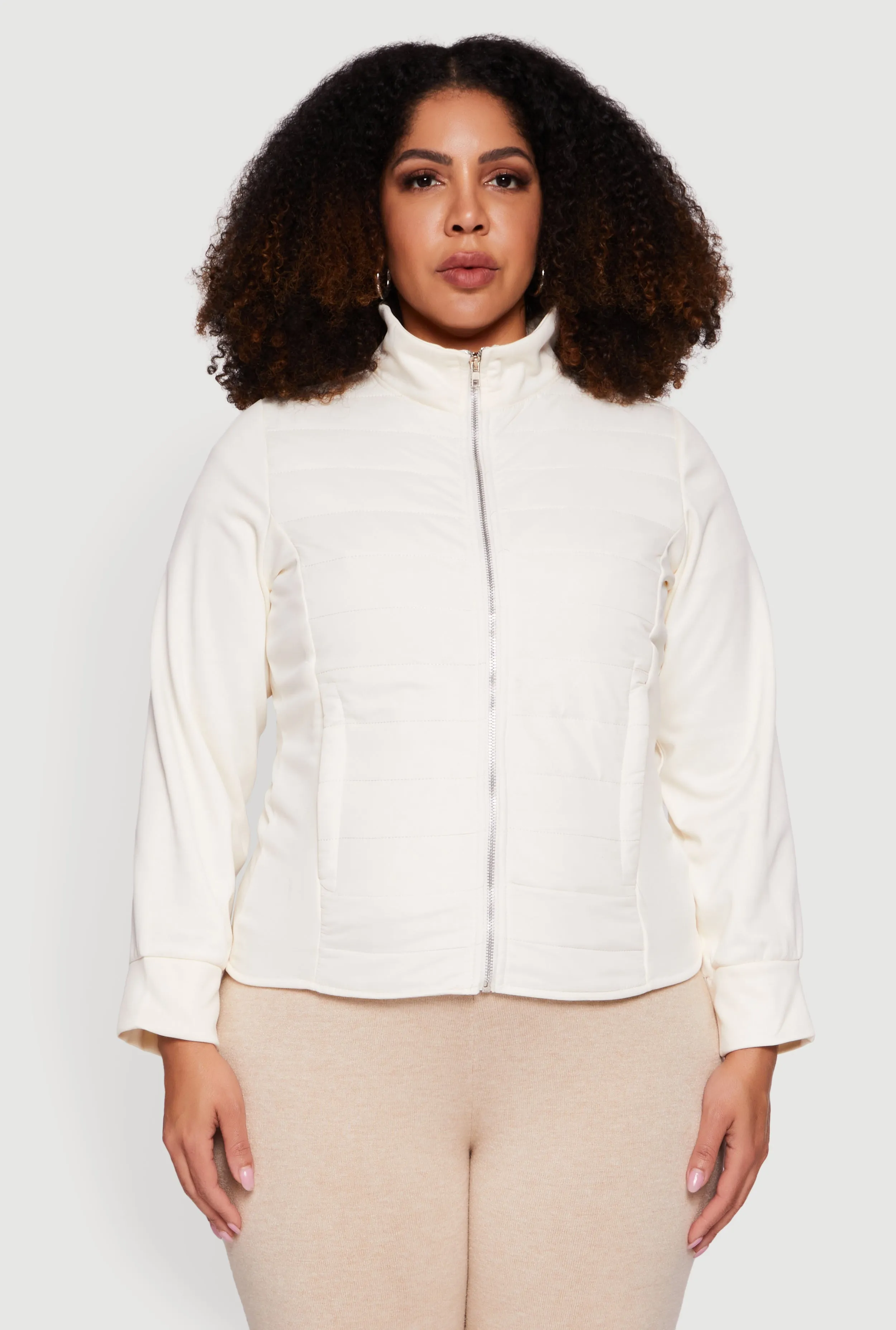 Plus Size Mock Neck Zip Front Puffer Jacket sold by Rainbow product image thumbnail 2