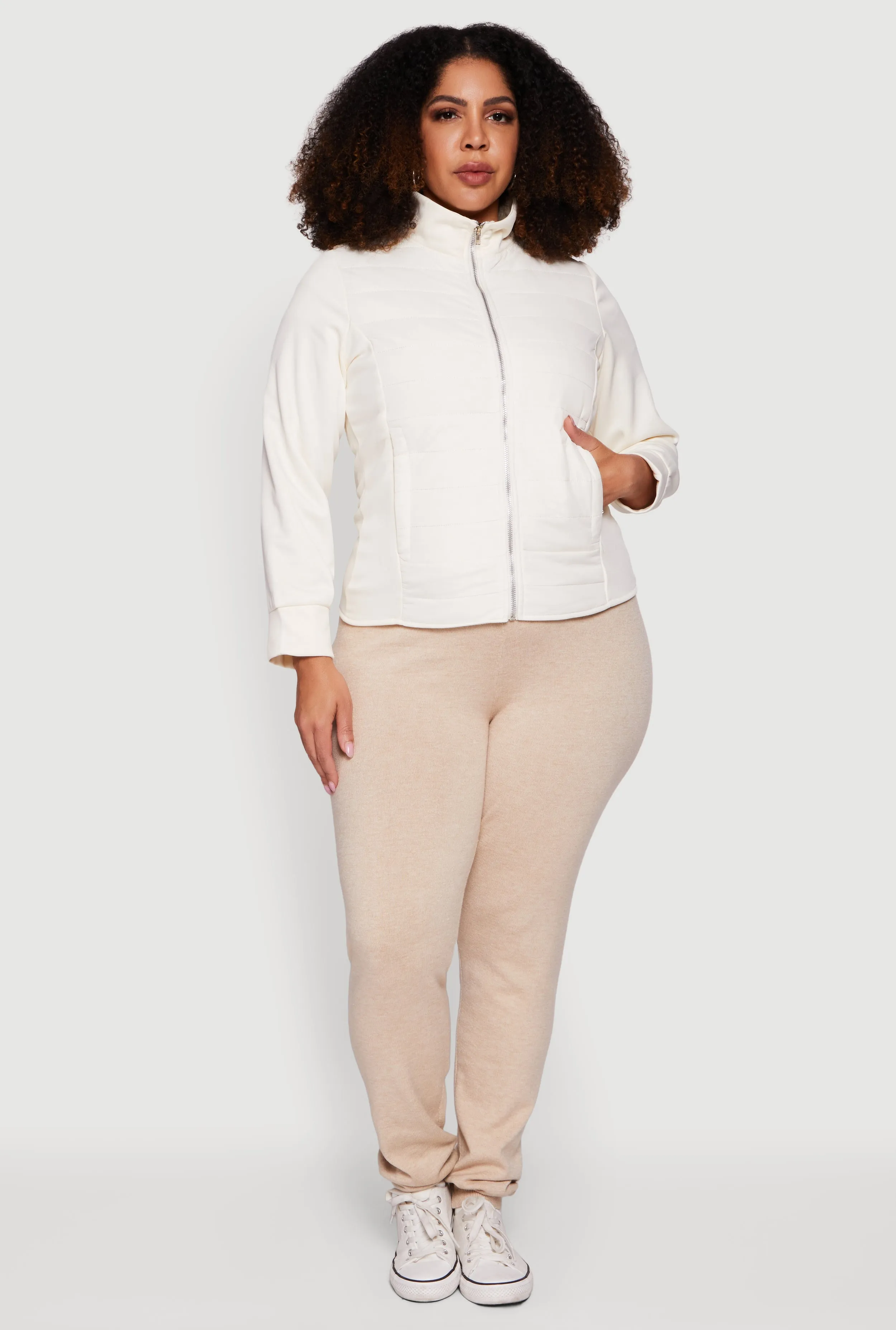 Plus Size Mock Neck Zip Front Puffer Jacket sold by Rainbow product image thumbnail 3
