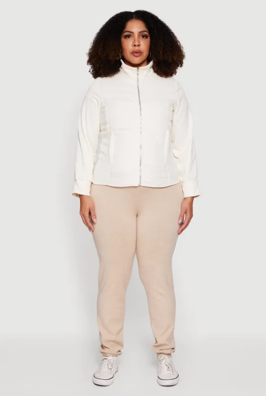 Plus Size Mock Neck Zip Front Puffer Jacket sold by Rainbow