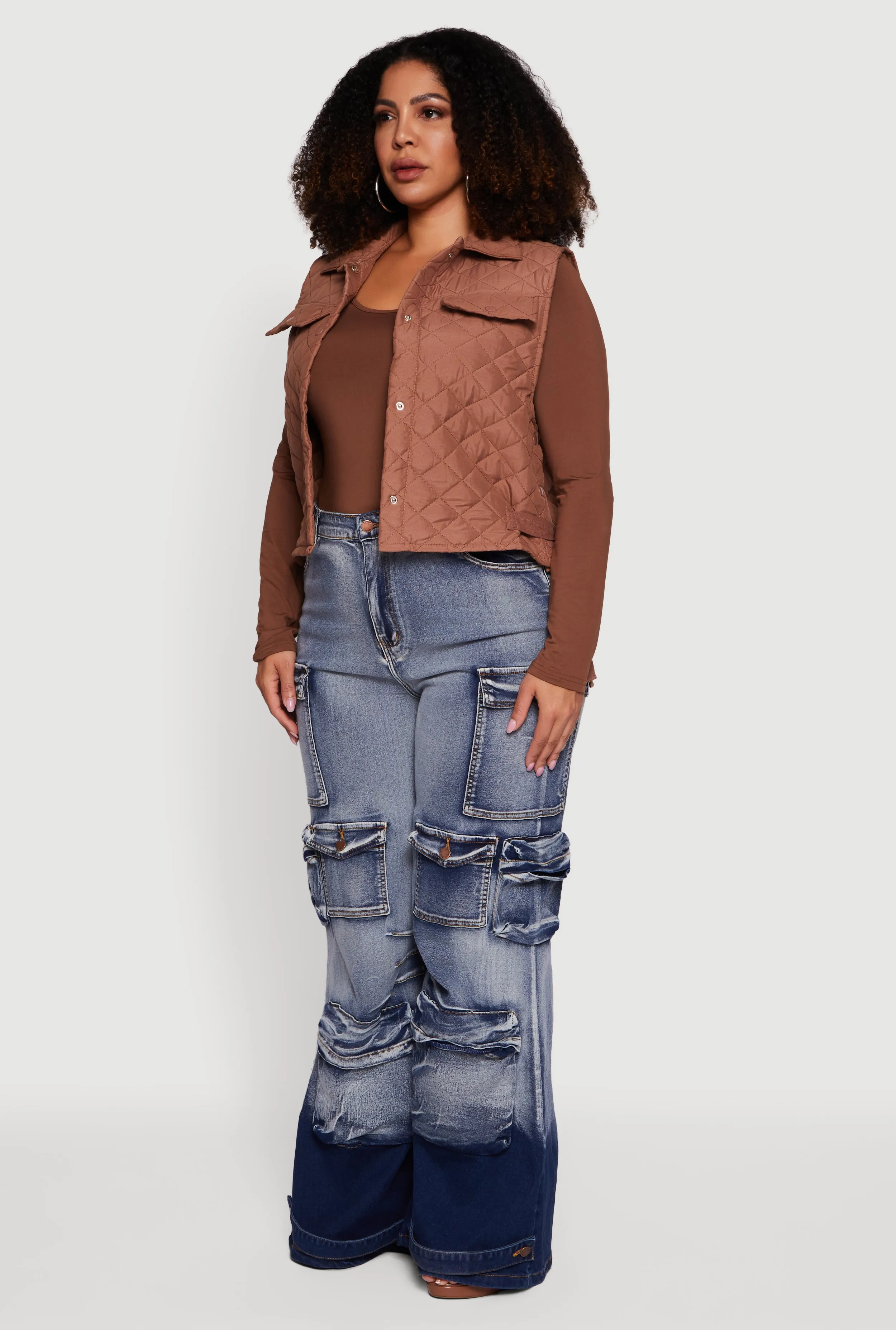 Plus Size Quilted Snap Button Front Vest sold by Rainbow product image thumbnail 5