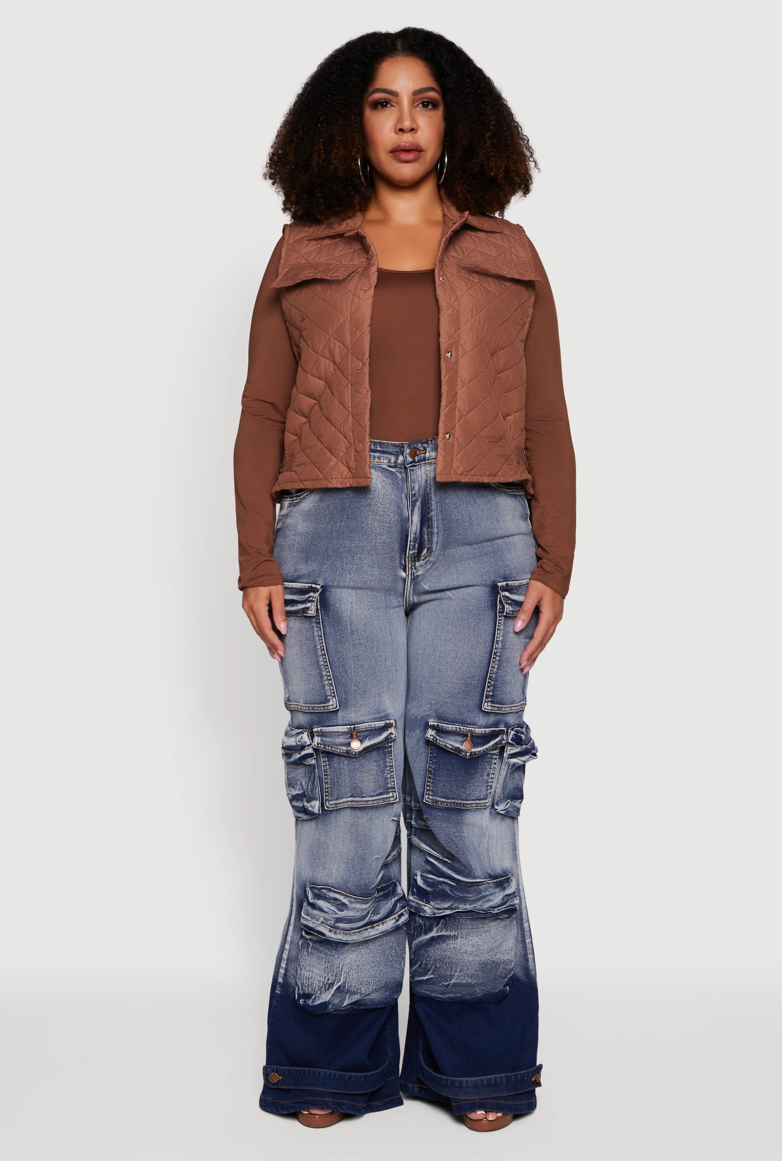 Plus Size Quilted Snap Button Front Vest sold by Rainbow product image thumbnail 3