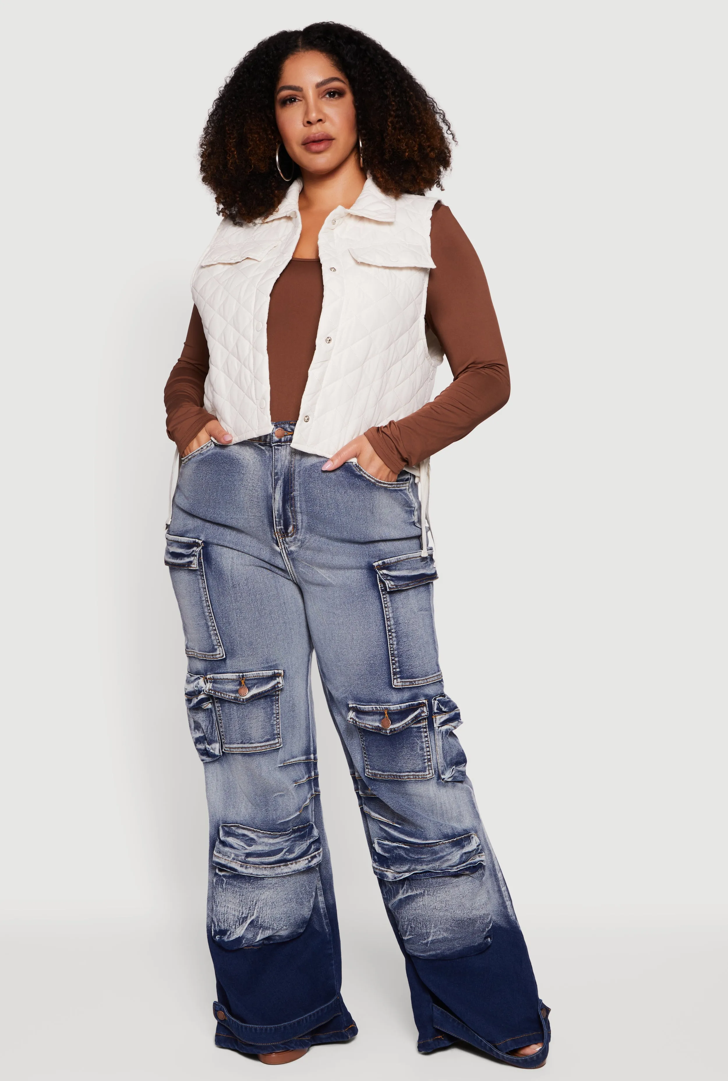 Plus Size Quilted Snap Button Front Vest sold by Rainbow product image thumbnail 3