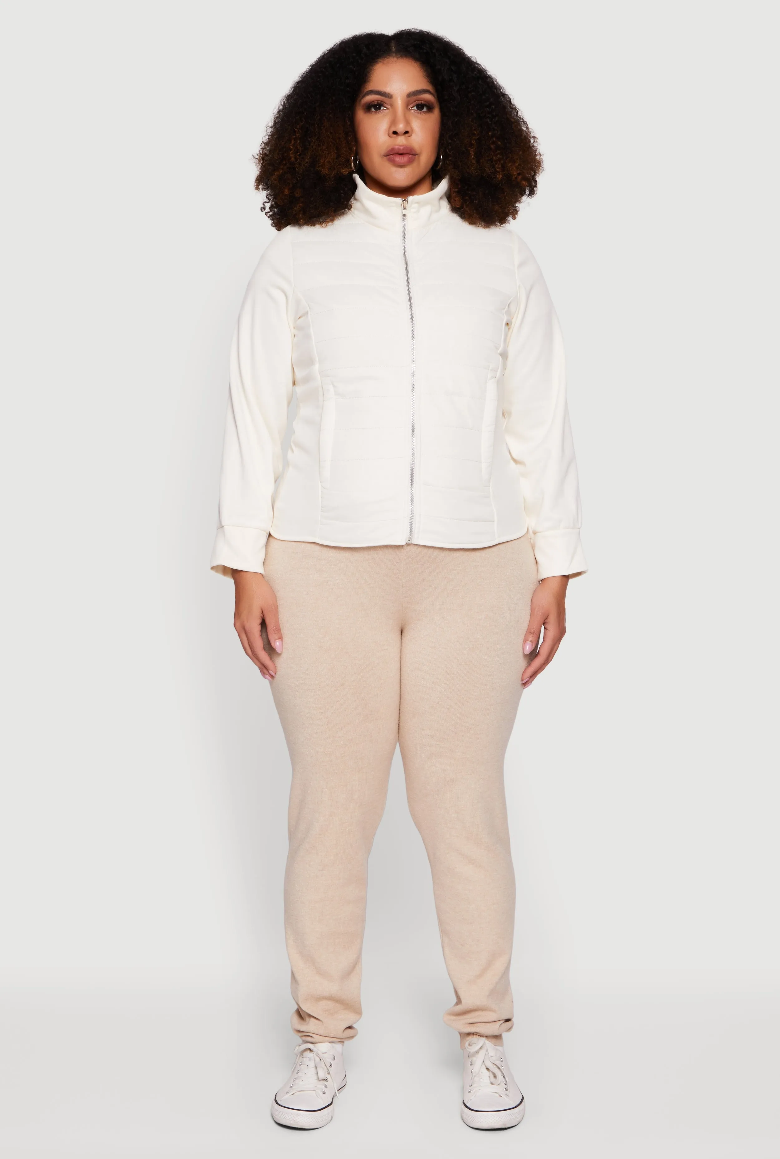 Plus Size Mock Neck Zip Front Puffer Jacket sold by Rainbow product image thumbnail 4