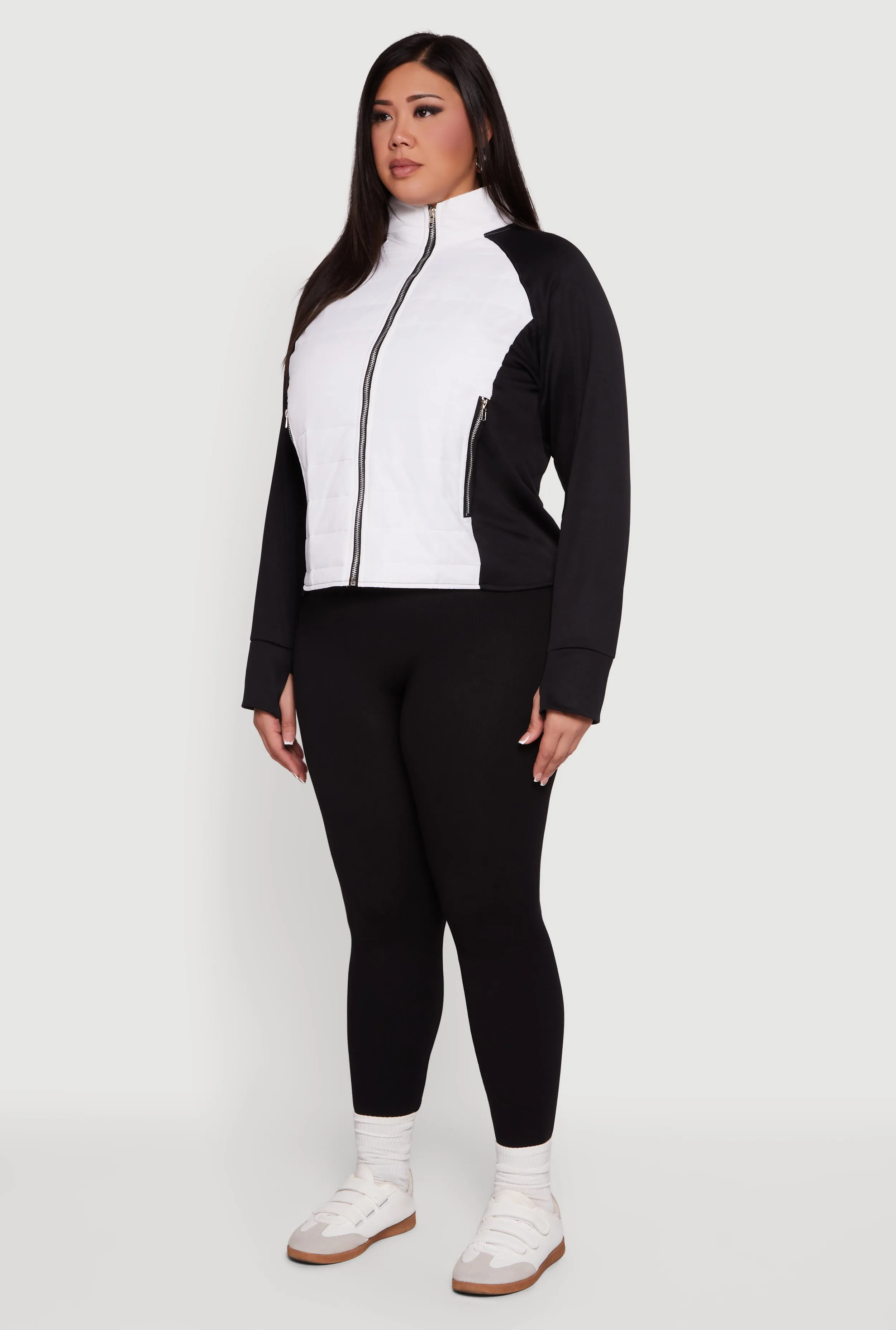Plus Size Color Block Puffer Jacket with Thumb Holes sold by Rainbow product image thumbnail 5