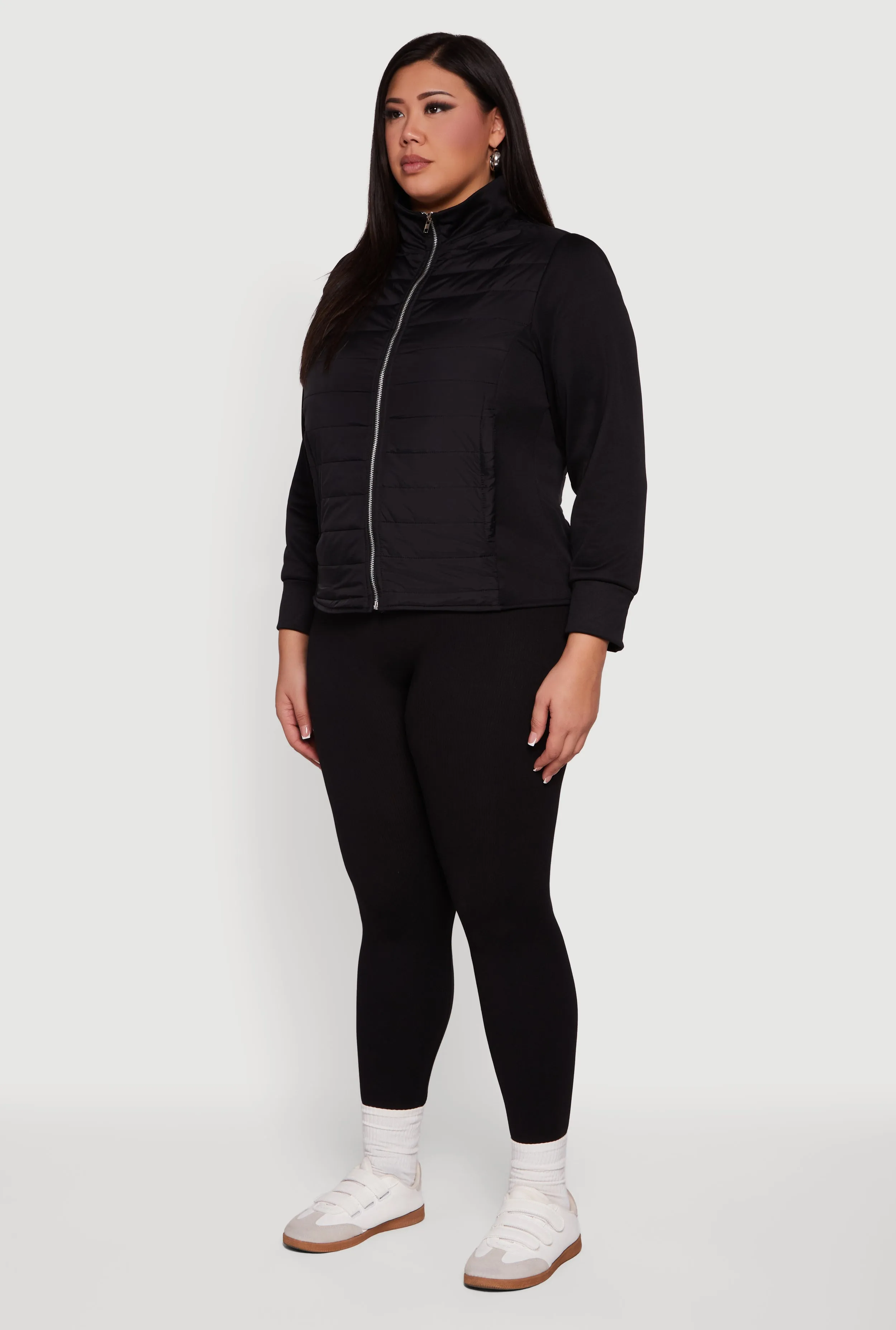 Plus Size Long Sleeve Mock Neck Zip Front Puffer Jacket sold by Rainbow product image thumbnail 5