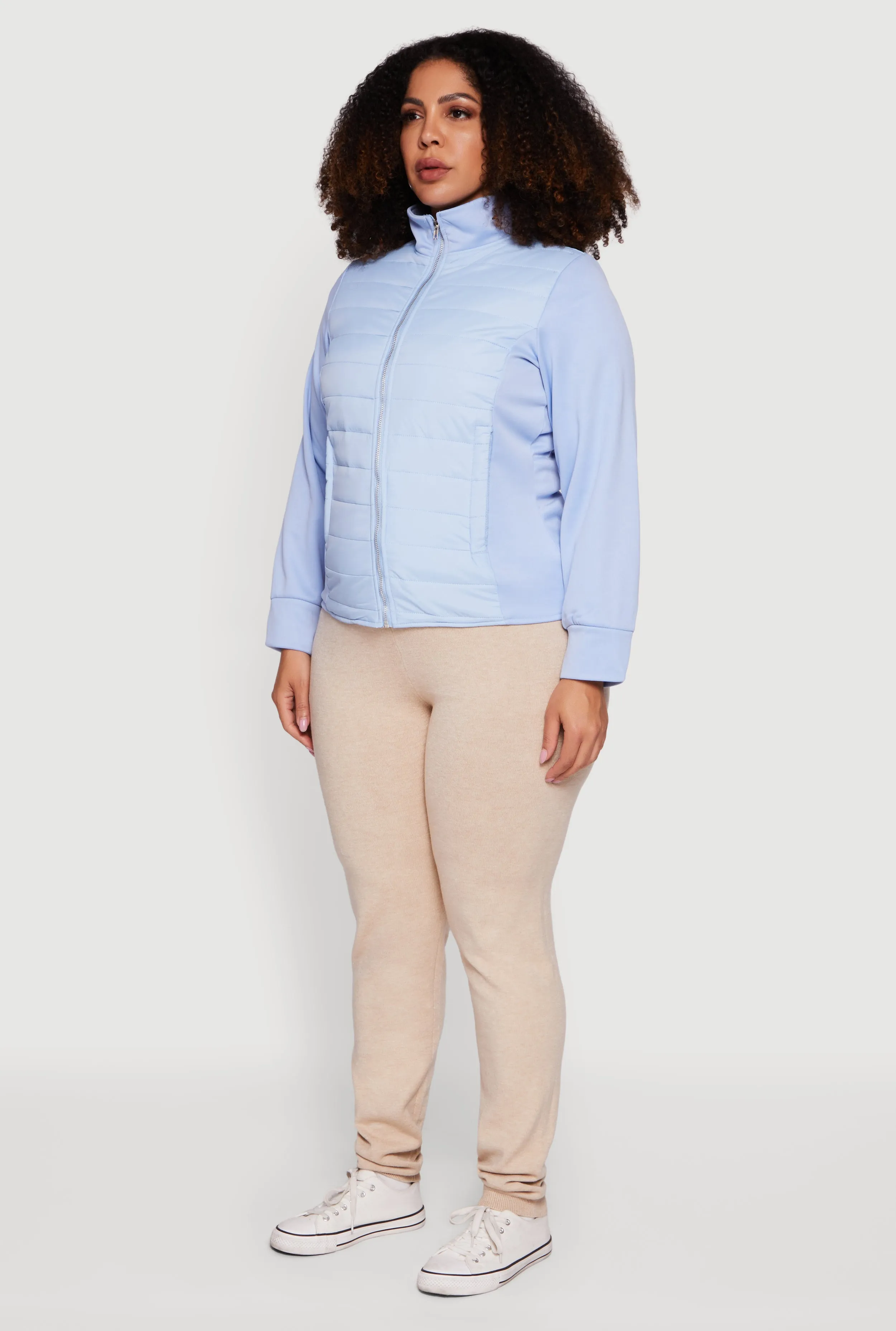 Plus Size Long Sleeve Mock Neck Zip Front Puffer Jacket sold by Rainbow product image thumbnail 5