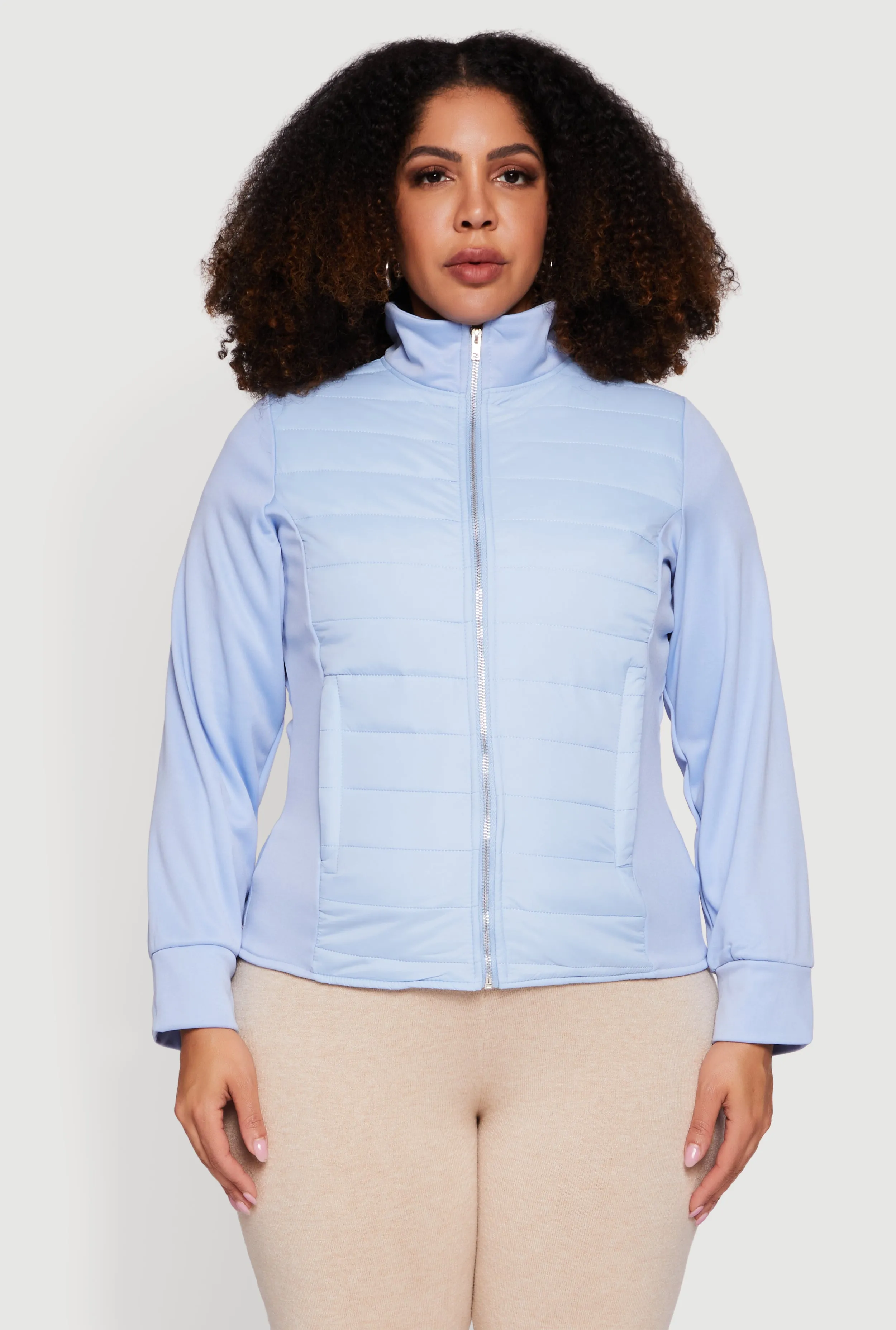 Plus Size Long Sleeve Mock Neck Zip Front Puffer Jacket sold by Rainbow product image thumbnail 2
