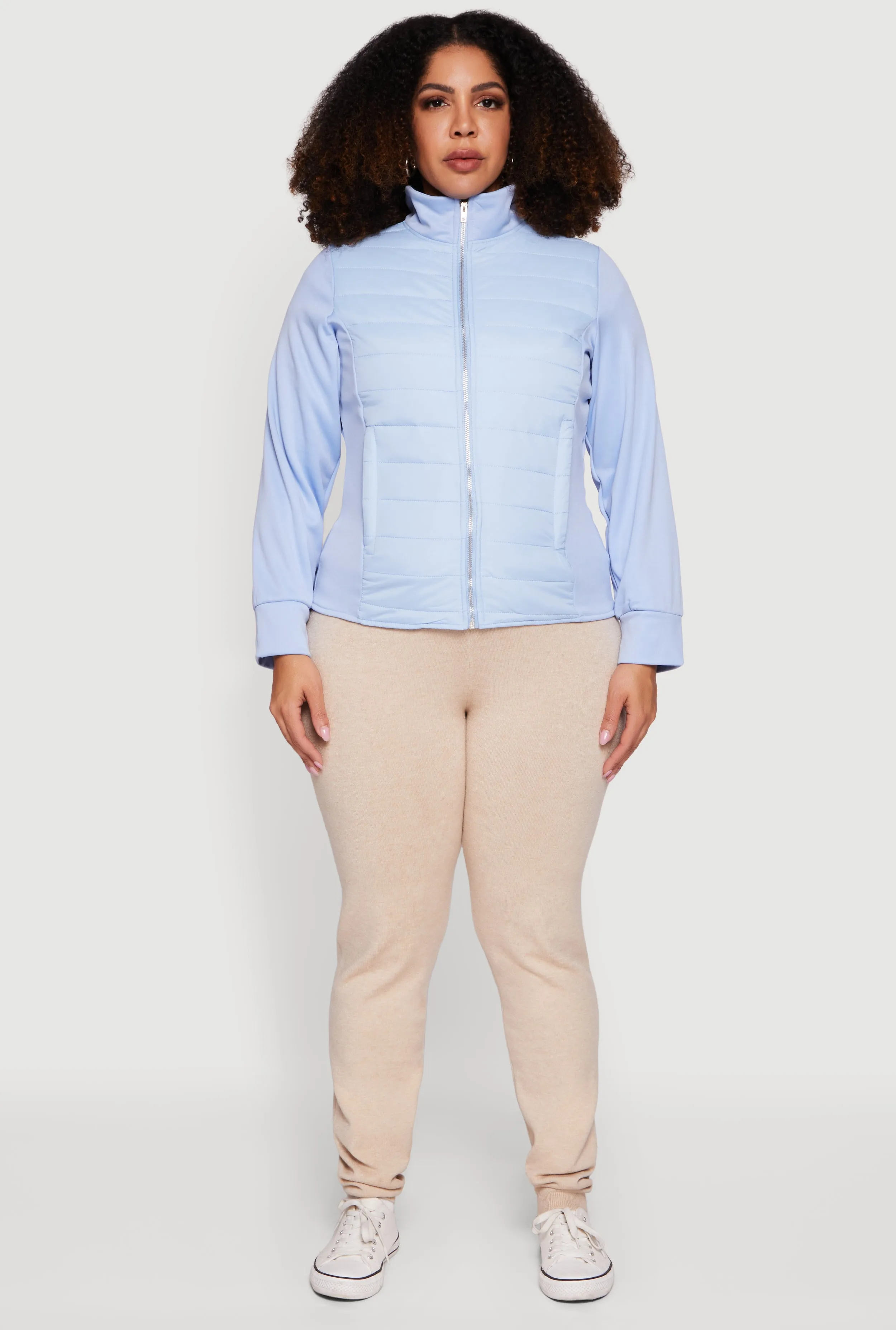 Plus Size Long Sleeve Mock Neck Zip Front Puffer Jacket sold by Rainbow product image thumbnail 3