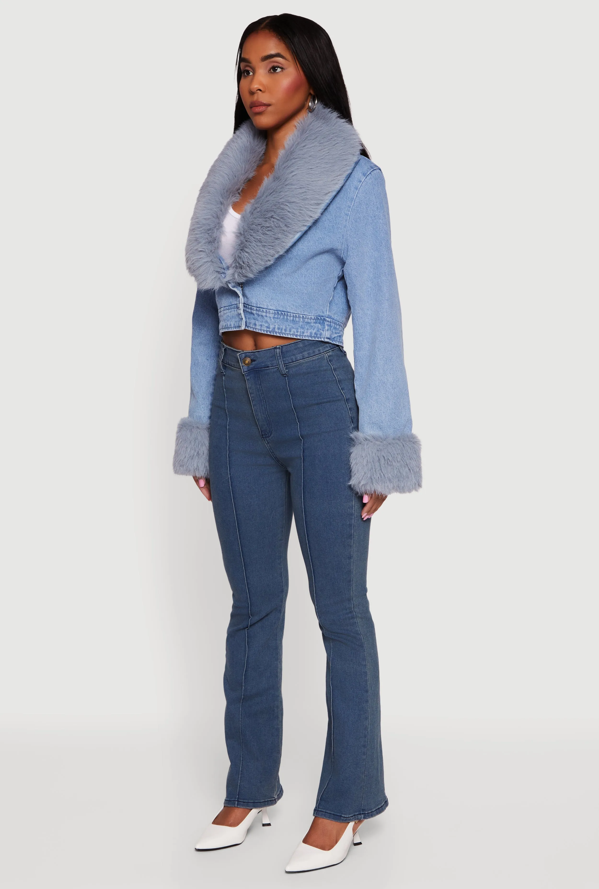 Cropped Denim Jacket with Removable Collar and Cuffs sold by Rainbow product image thumbnail 5