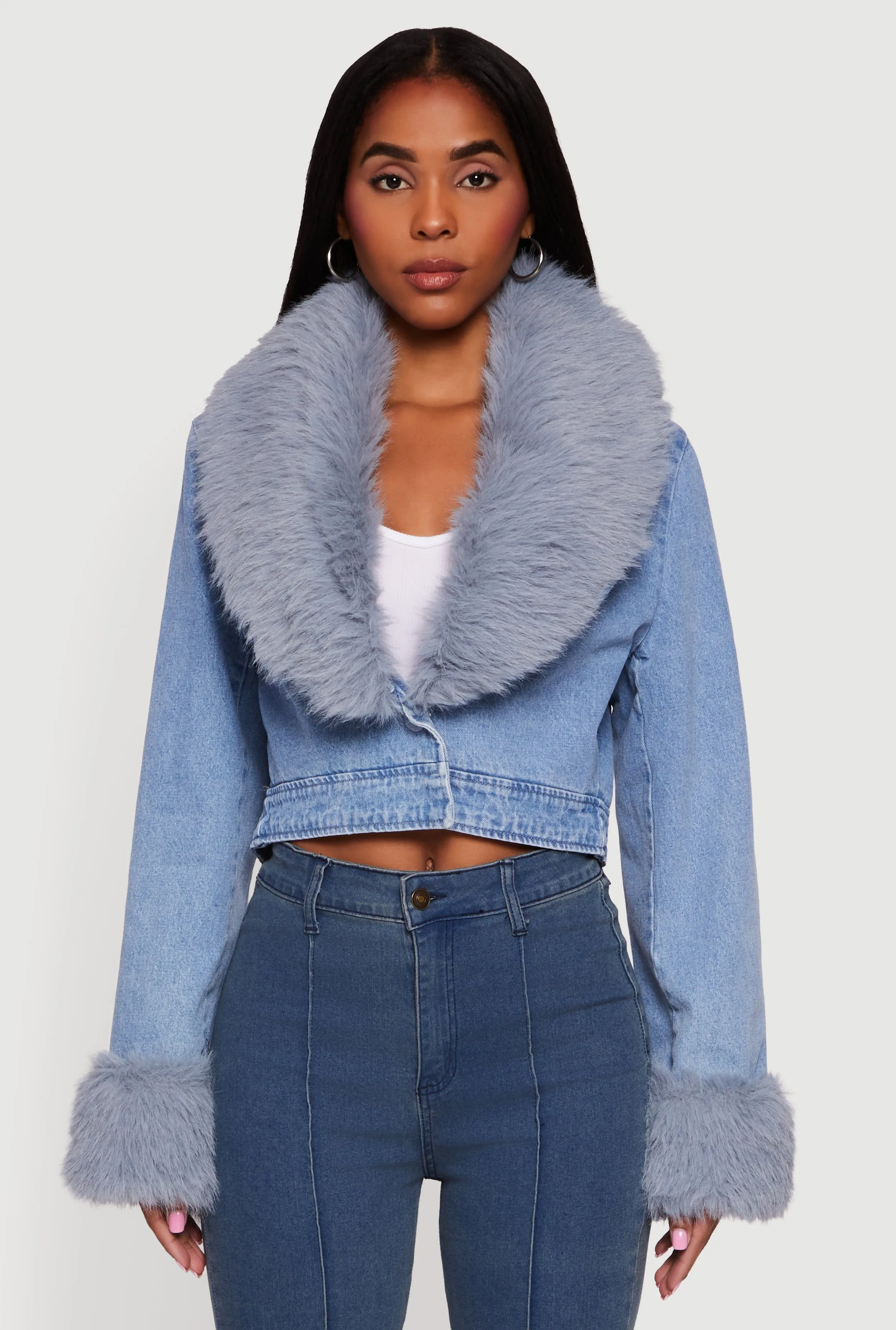 Cropped Denim Jacket with Removable Collar and Cuffs sold by Rainbow product image thumbnail 2