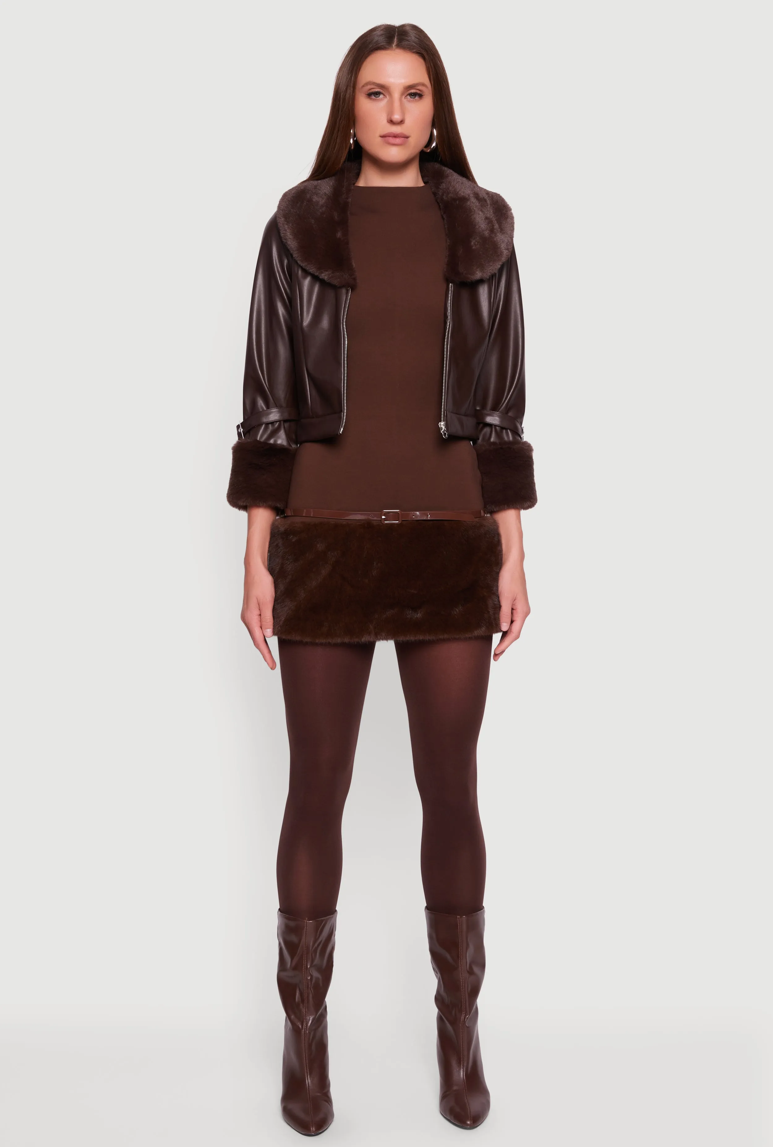 Faux Fur Trim Faux Leather Jacket sold by Rainbow product image thumbnail 3