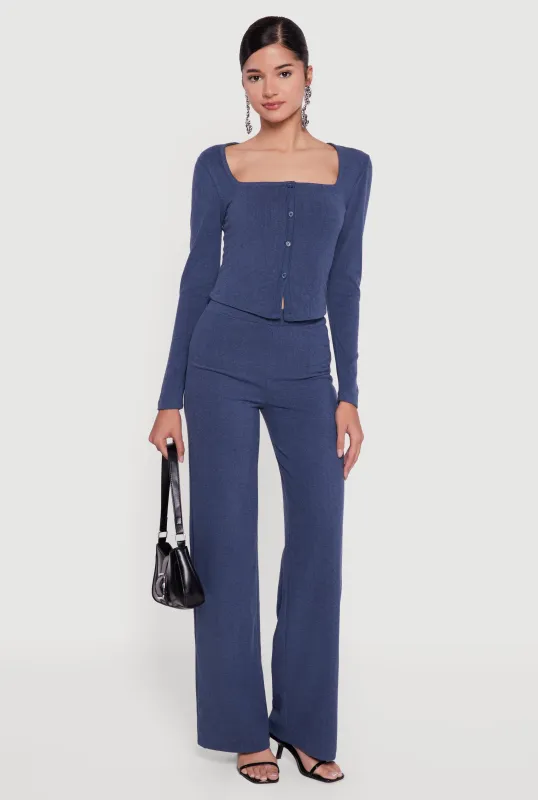 Brushed Knit High Waisted Wide Leg Pants sold by Rainbow