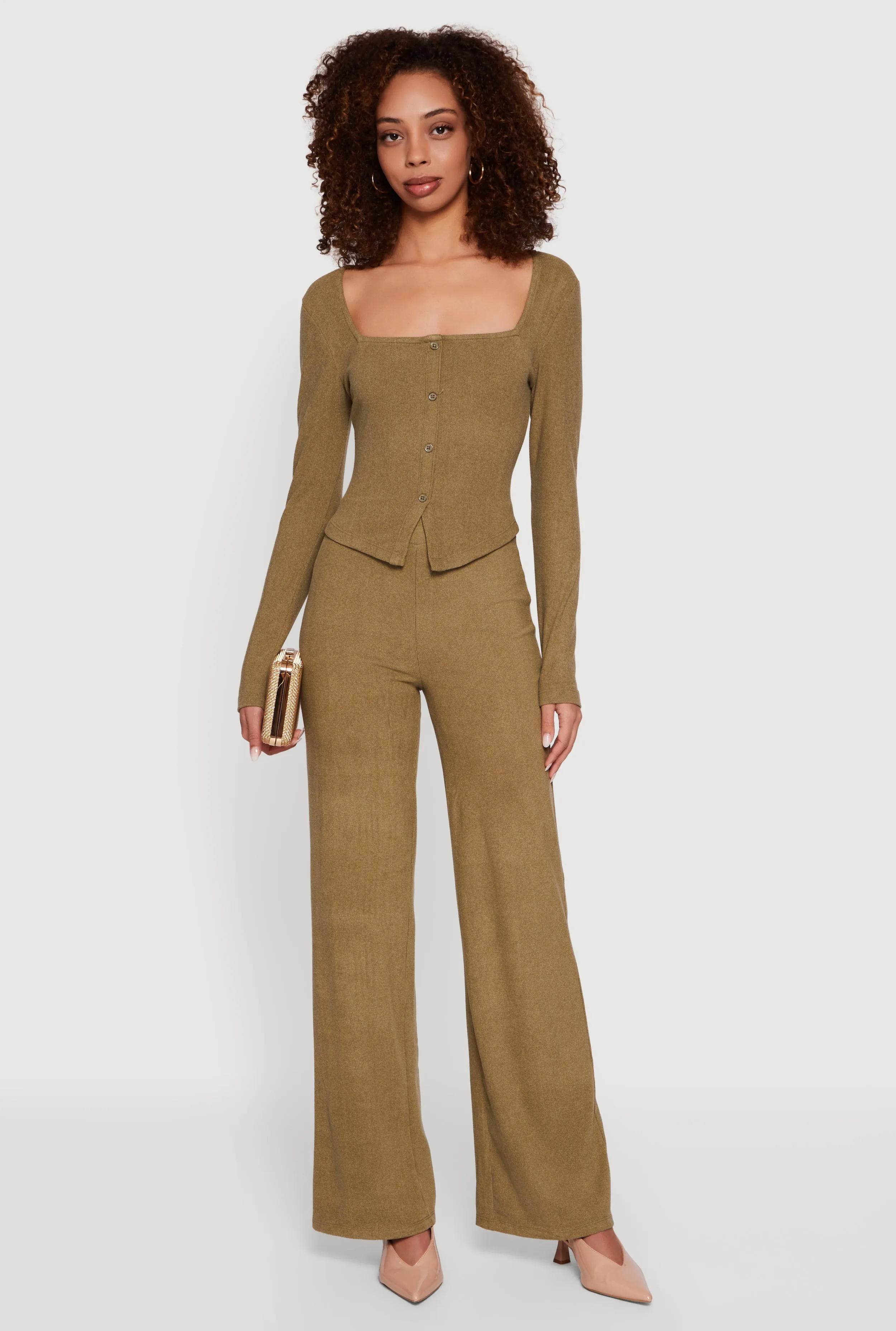 Brushed Knit High Waisted Wide Leg Pants sold by Rainbow product image thumbnail 2