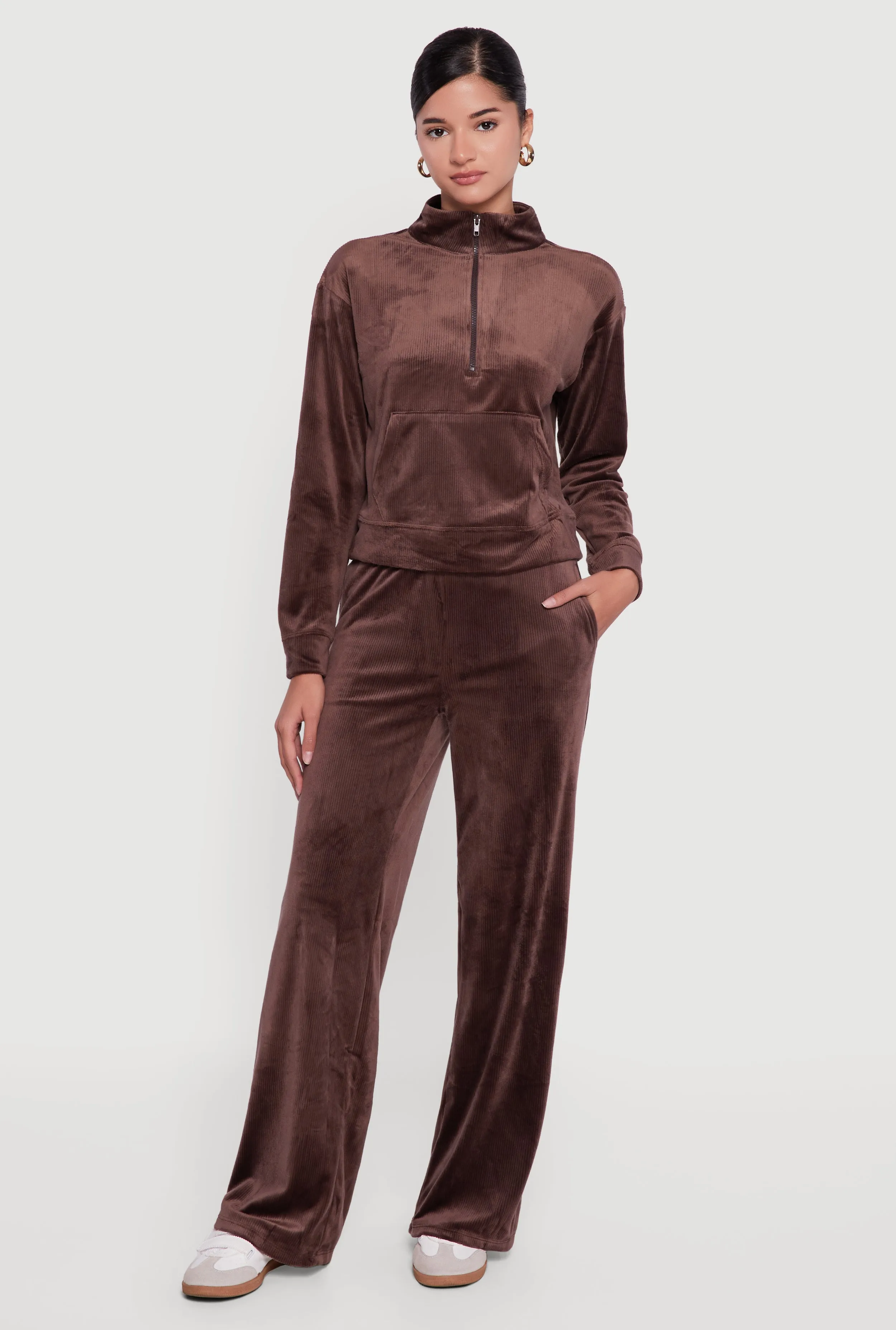 Ribbed Velour Drawstring Waist Wide Leg Sweatpants sold by Rainbow product image thumbnail 4