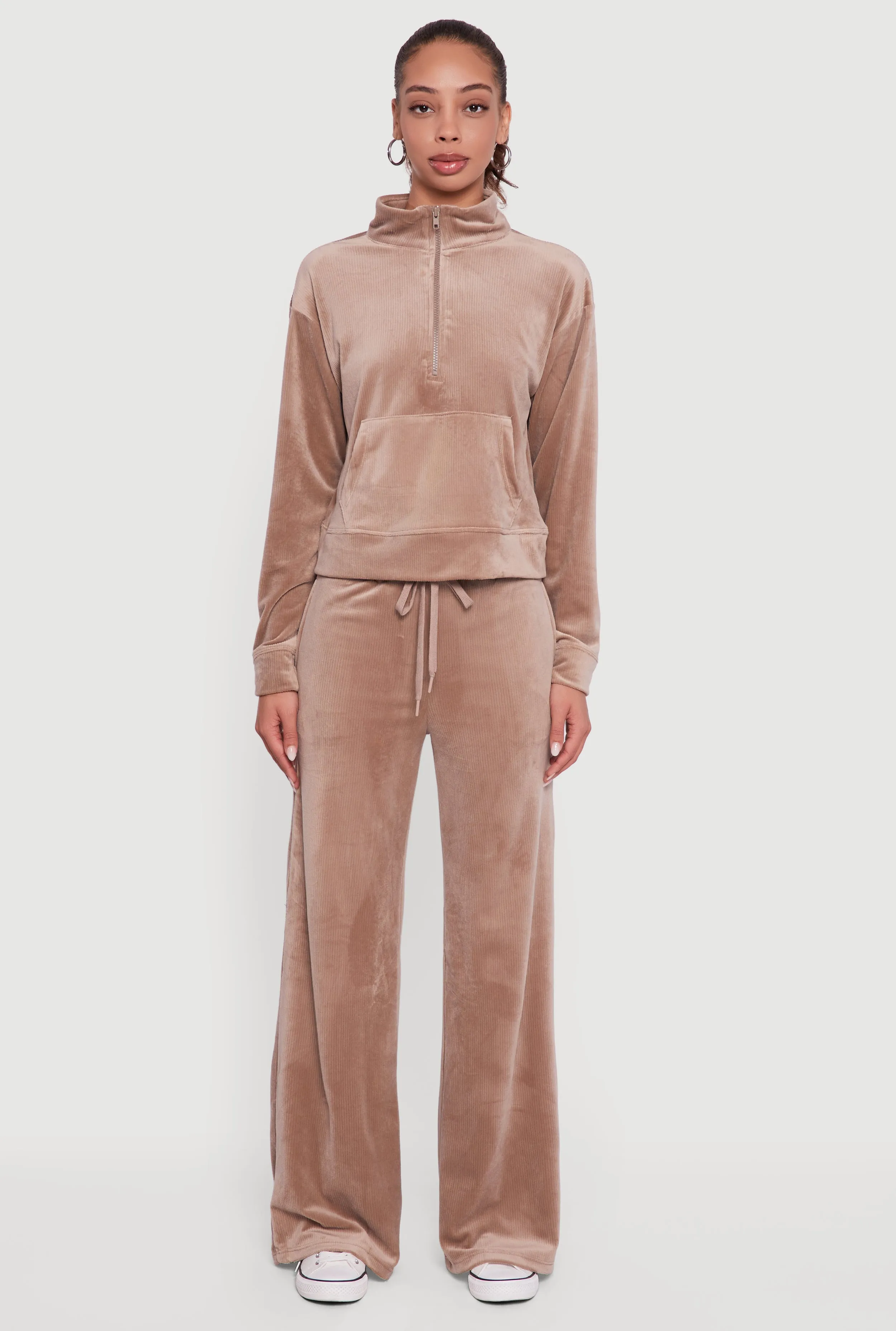 Ribbed Velour Half Zip Mock Neck Pullover sold by Rainbow product image thumbnail 3