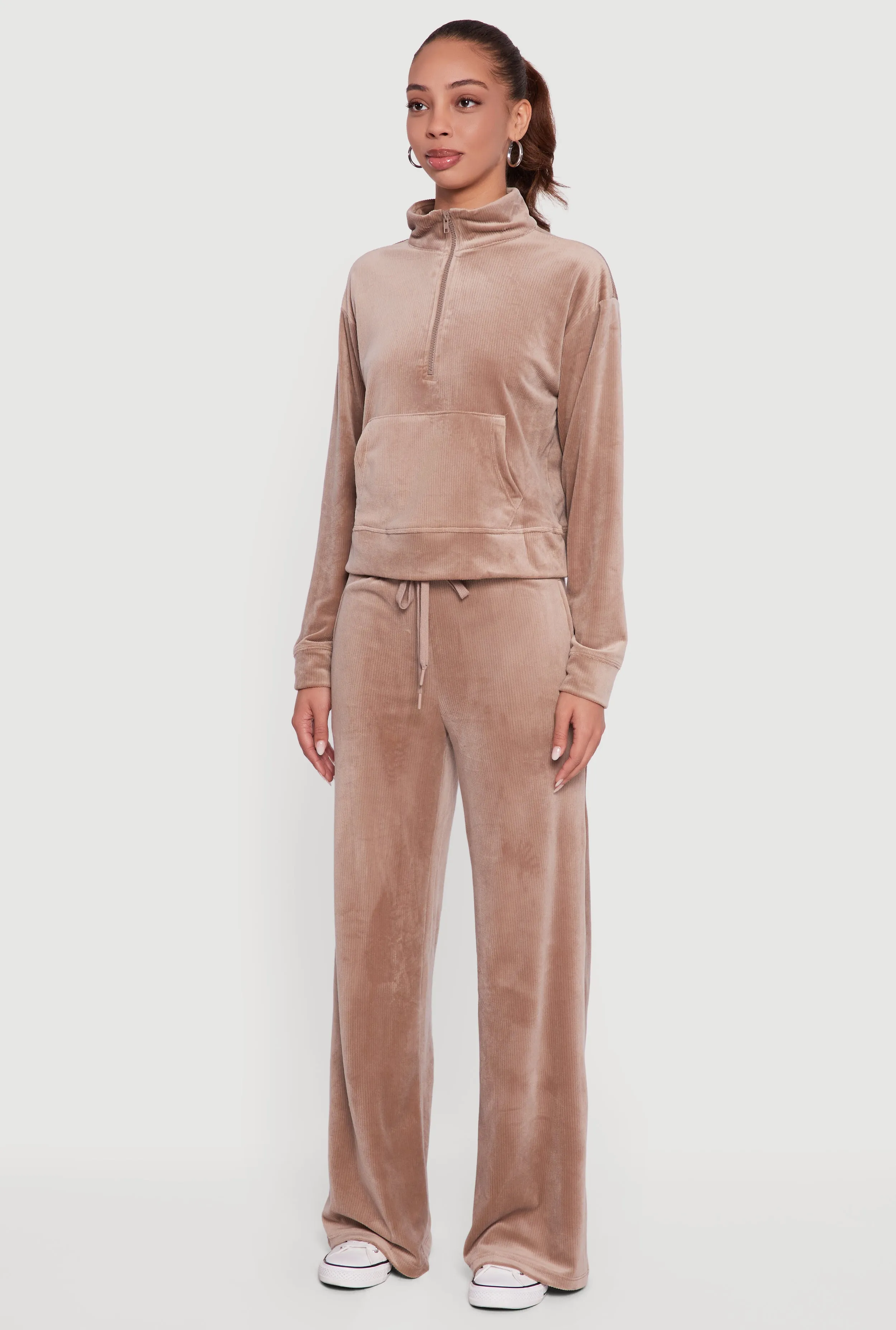 Ribbed Velour Half Zip Mock Neck Pullover sold by Rainbow product image thumbnail 5