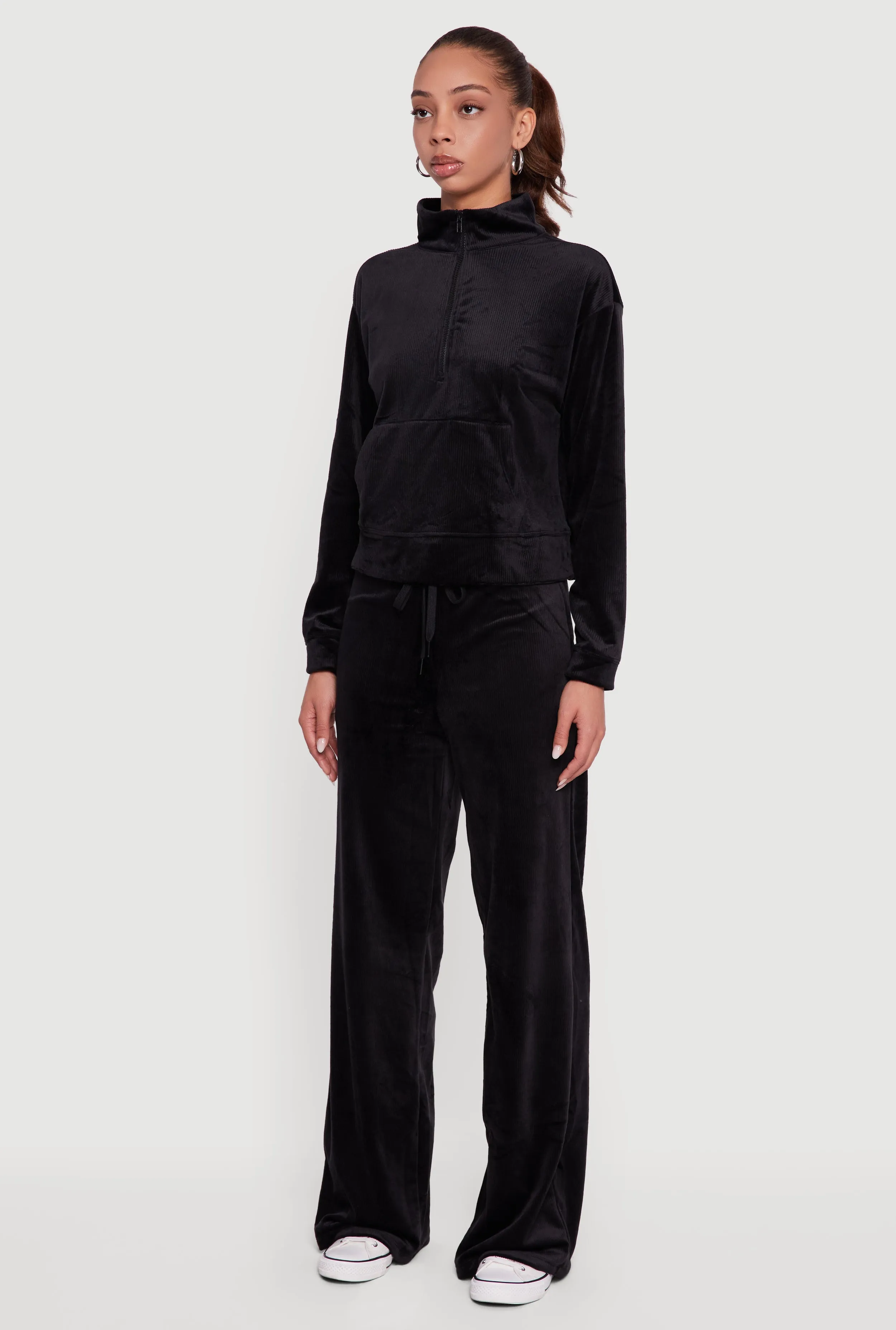 Ribbed Velour Half Zip Mock Neck Pullover sold by Rainbow product image thumbnail 5