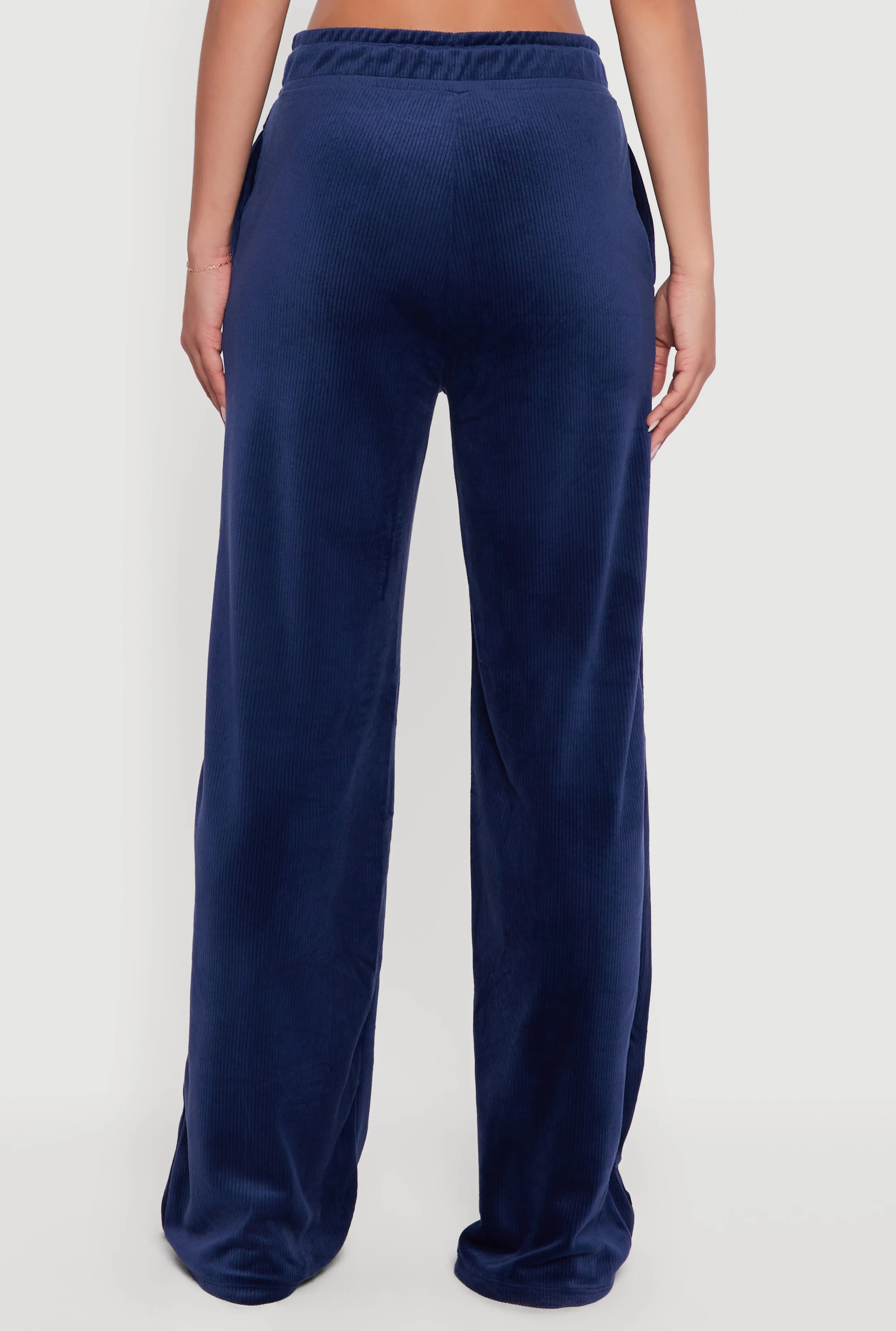 Ribbed Velour Drawstring Waist Wide Leg Sweatpants sold by Rainbow product image thumbnail 5