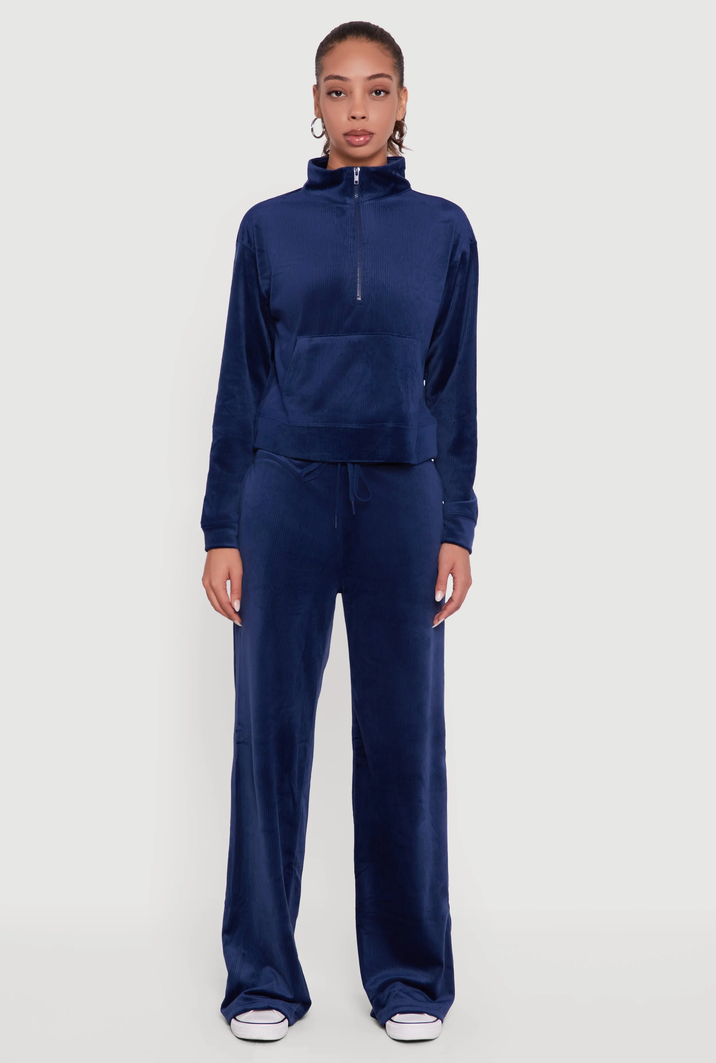 Ribbed Velour Drawstring Waist Wide Leg Sweatpants sold by Rainbow product image thumbnail 2