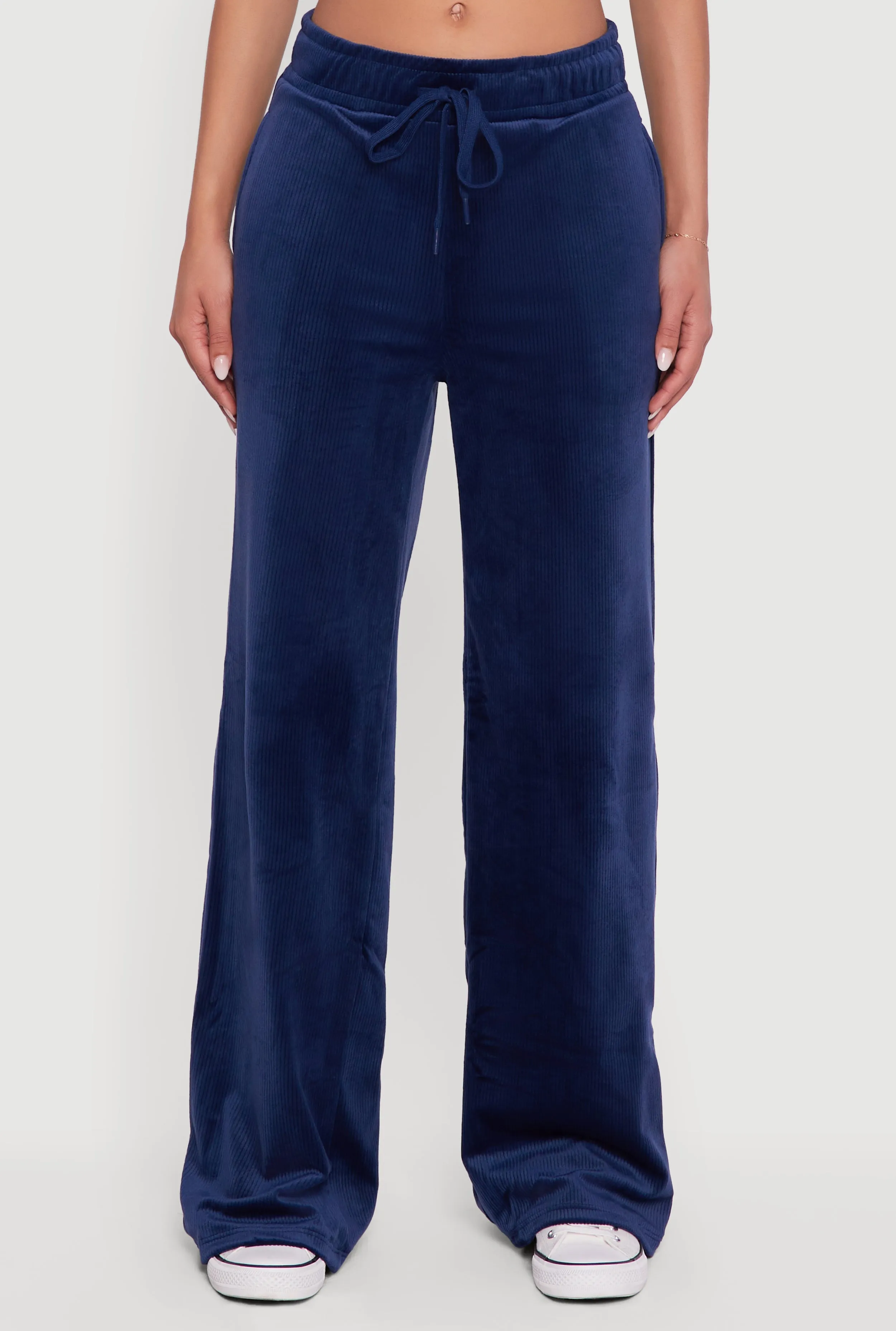 Ribbed Velour Drawstring Waist Wide Leg Sweatpants sold by Rainbow product image thumbnail 3