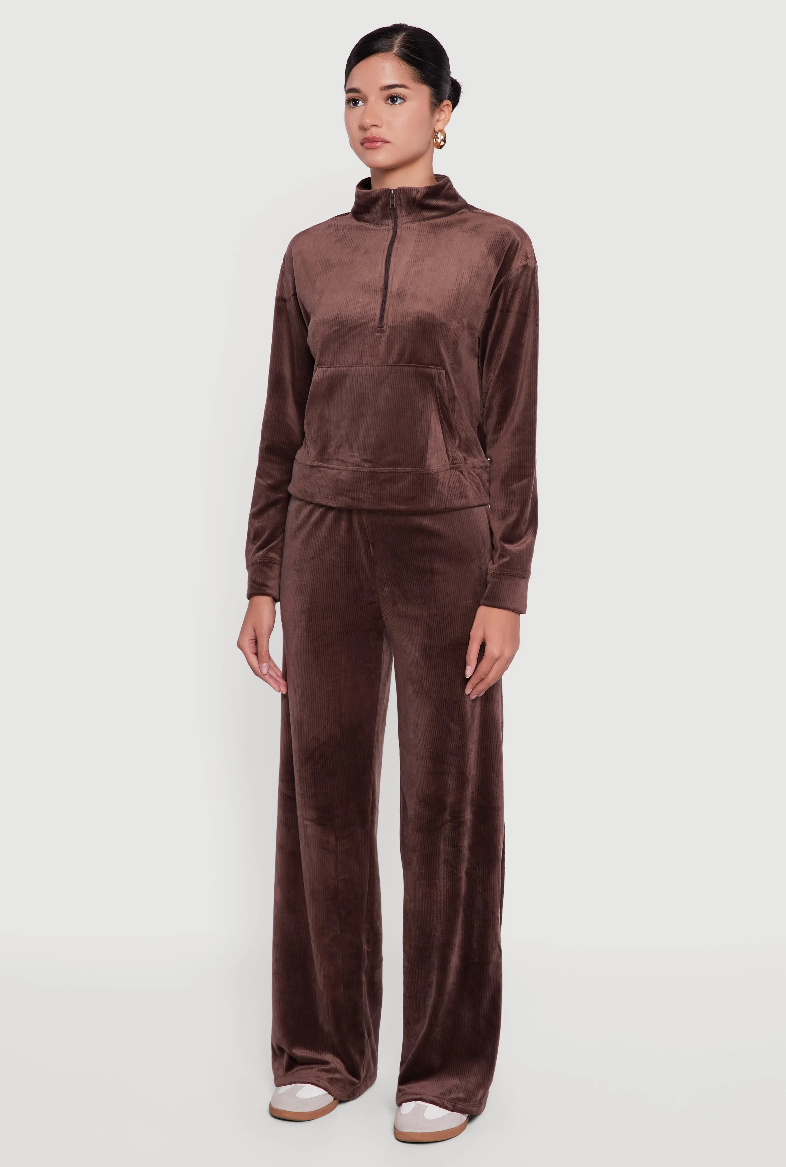 Ribbed Velour Half Zip Mock Neck Pullover sold by Rainbow product image thumbnail 5