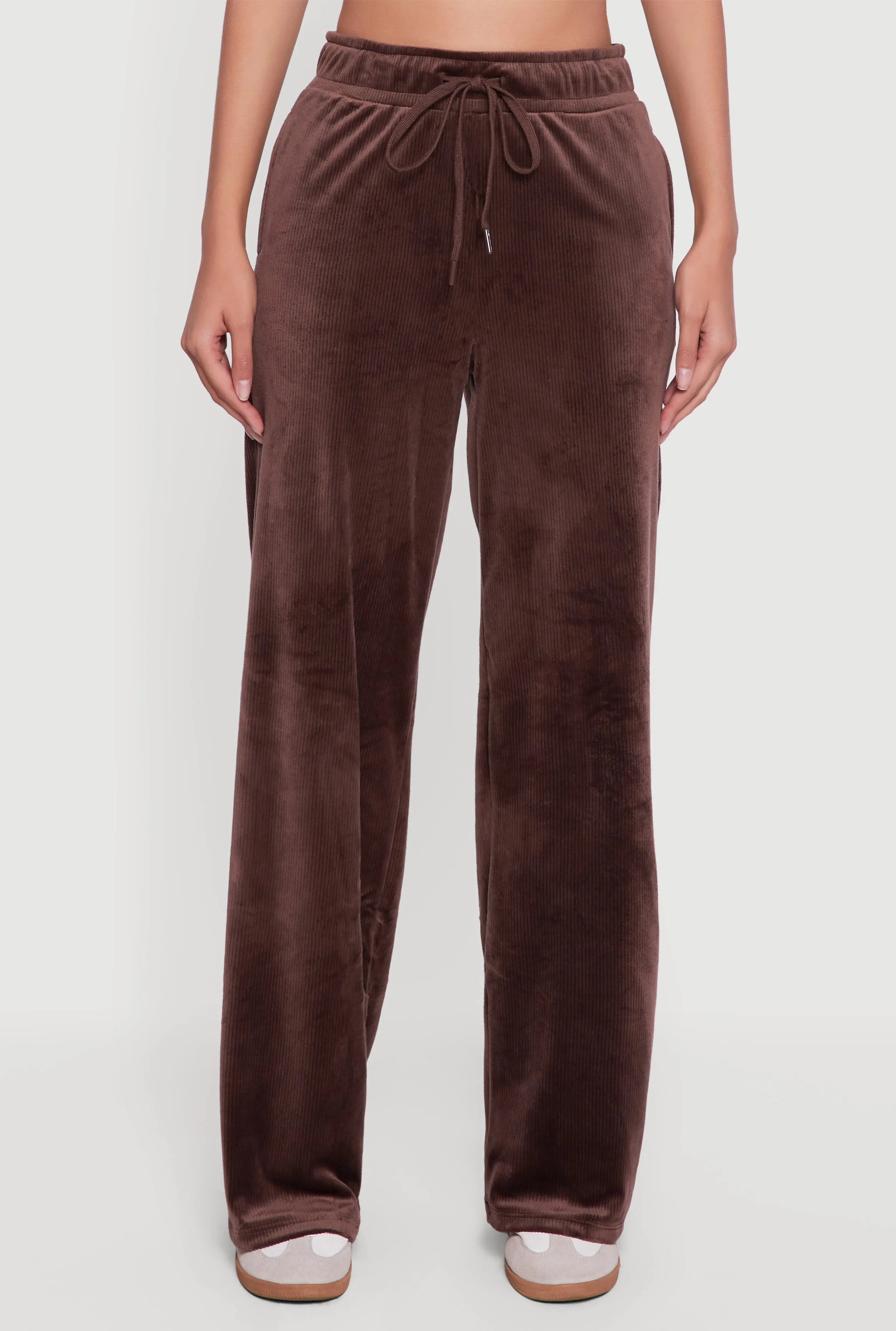 Ribbed Velour Drawstring Waist Wide Leg Sweatpants sold by Rainbow product image thumbnail 3