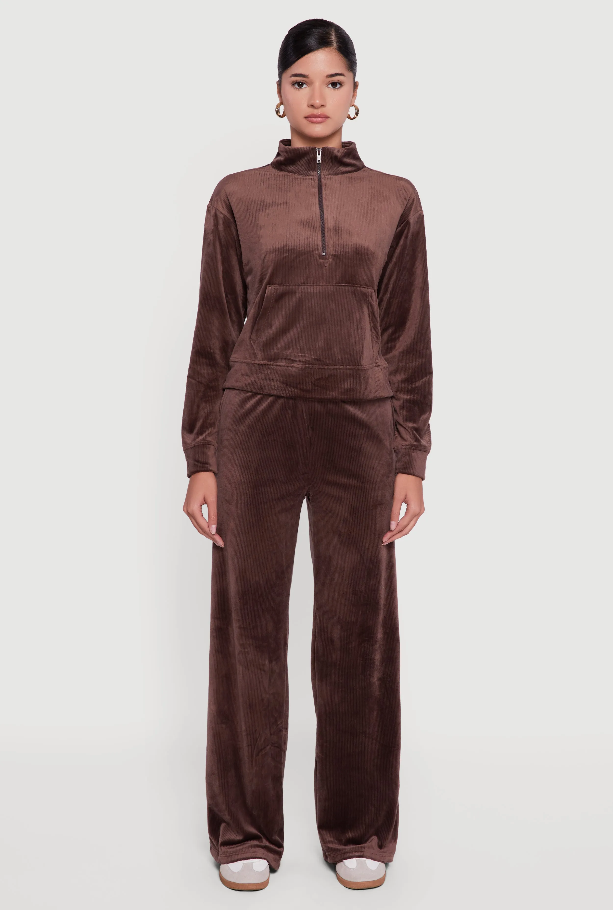 Ribbed Velour Drawstring Waist Wide Leg Sweatpants sold by Rainbow product image thumbnail 2