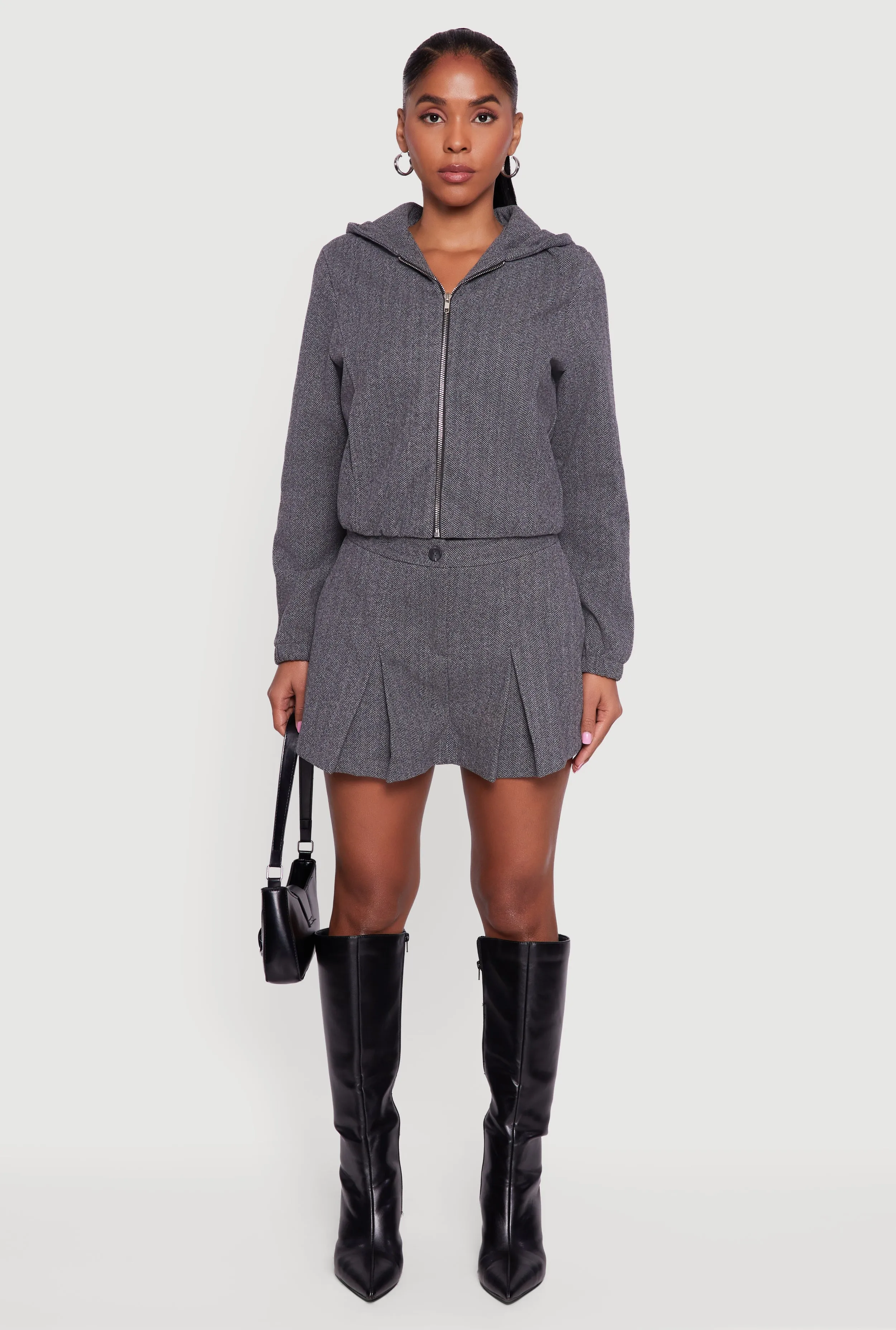 Herringbone Lined Pleated Mini Skirt sold by Rainbow product image thumbnail 2