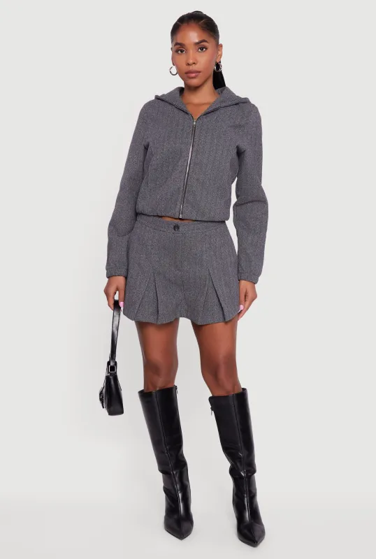 Herringbone Lined Pleated Mini Skirt sold by Rainbow