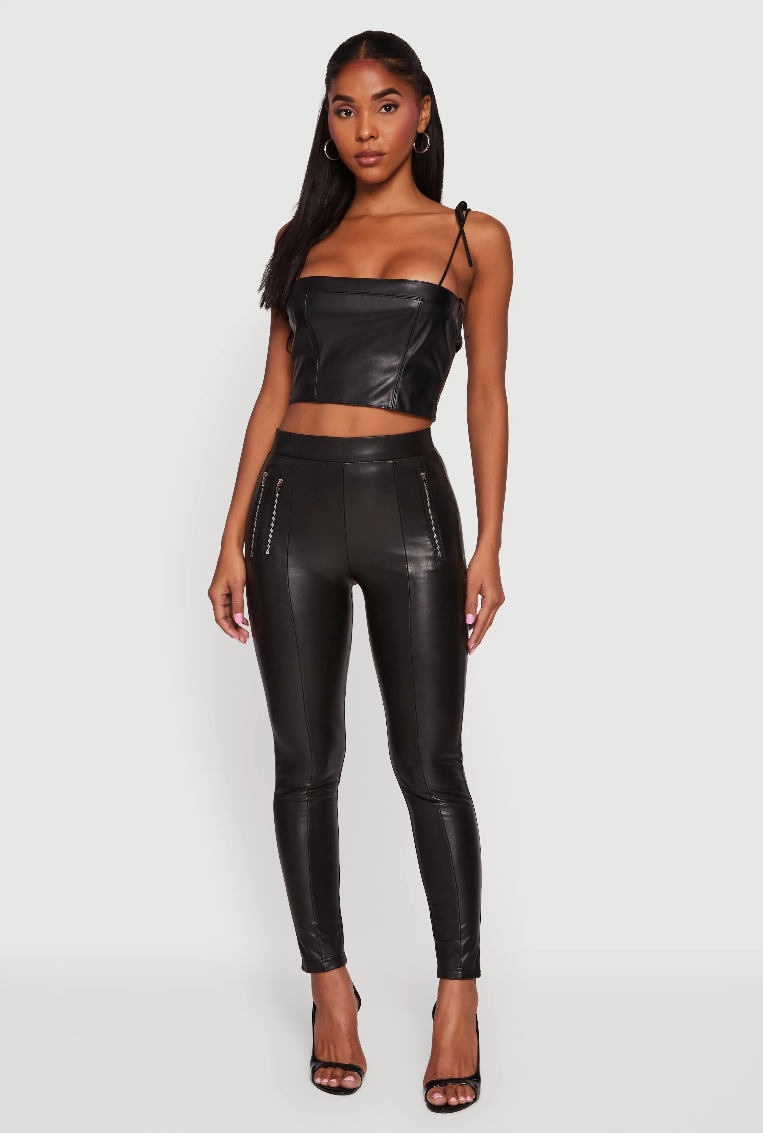 Faux Leather Zipper Detail Leggings sold by Rainbow product image thumbnail 2