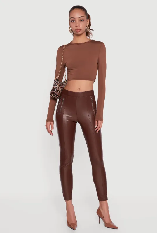 Faux Leather Zipper Detail Leggings sold by Rainbow