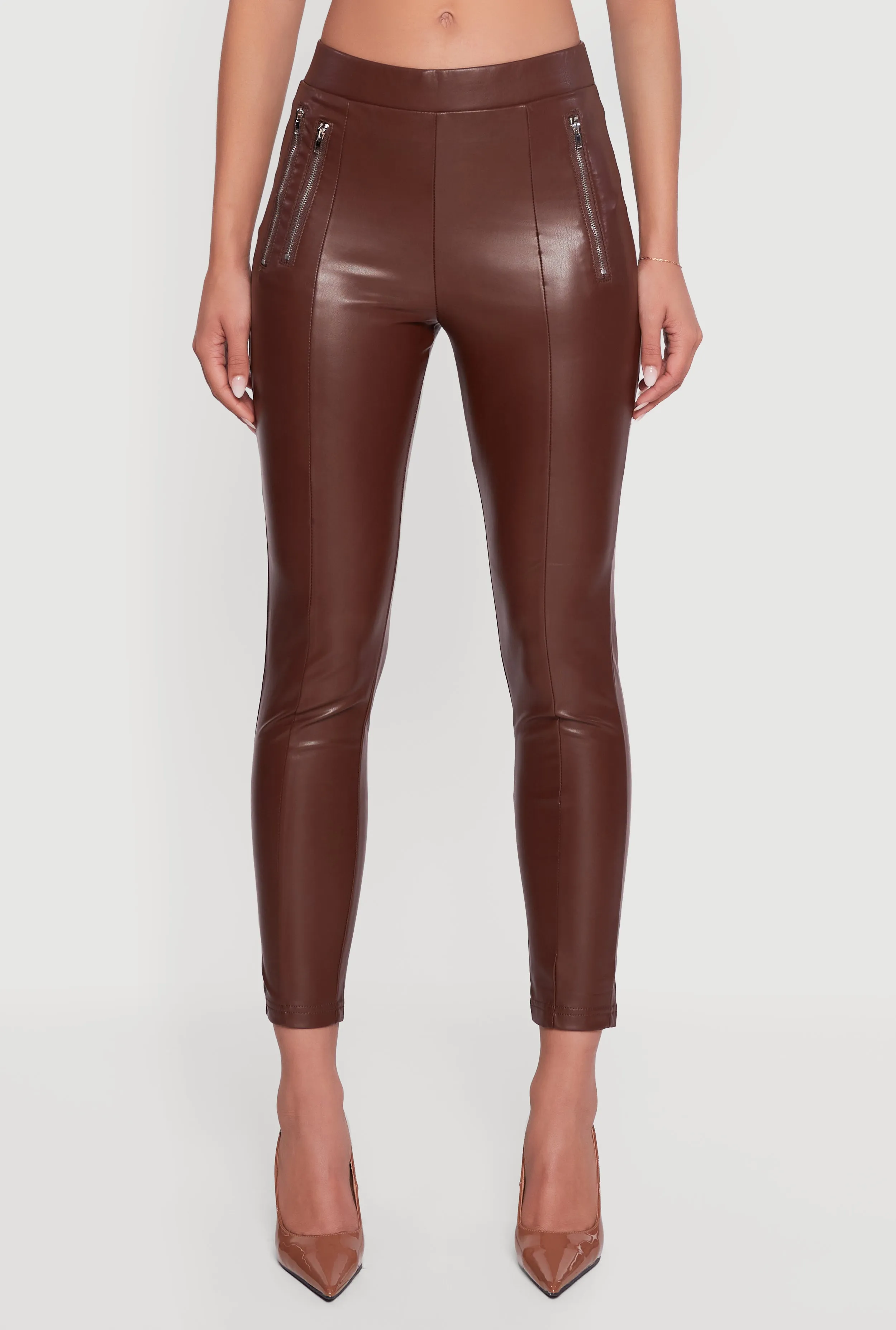 Faux Leather Zipper Detail Leggings sold by Rainbow product image thumbnail 5