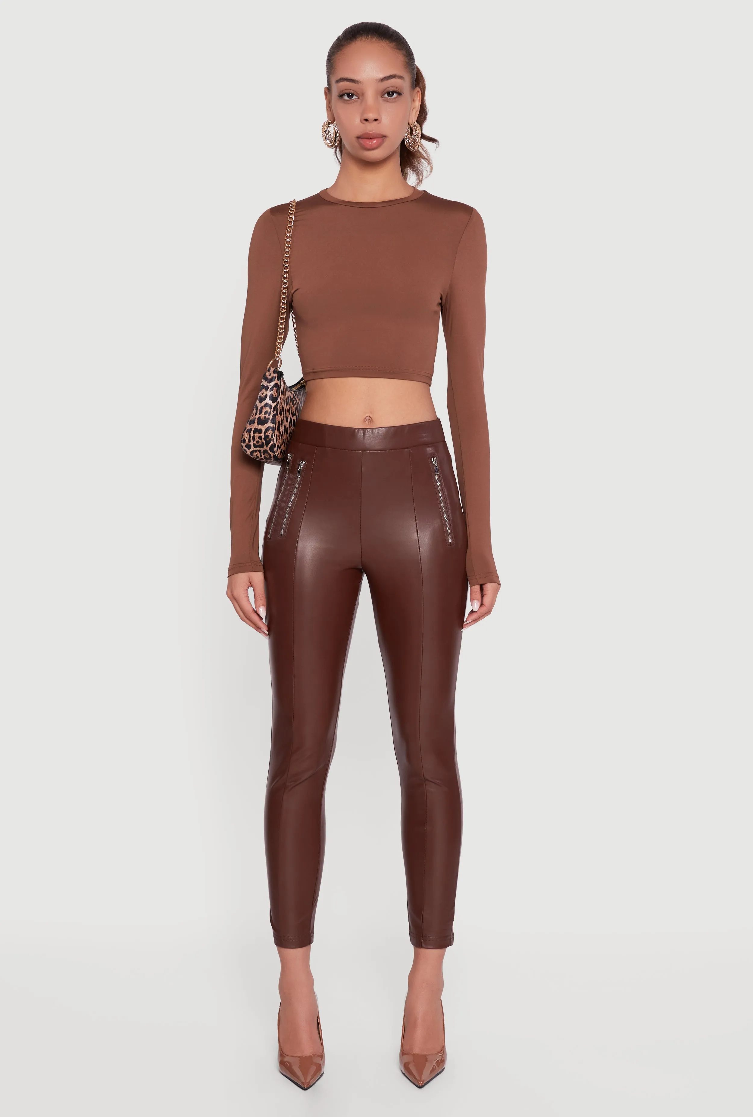 Faux Leather Zipper Detail Leggings sold by Rainbow product image thumbnail 2